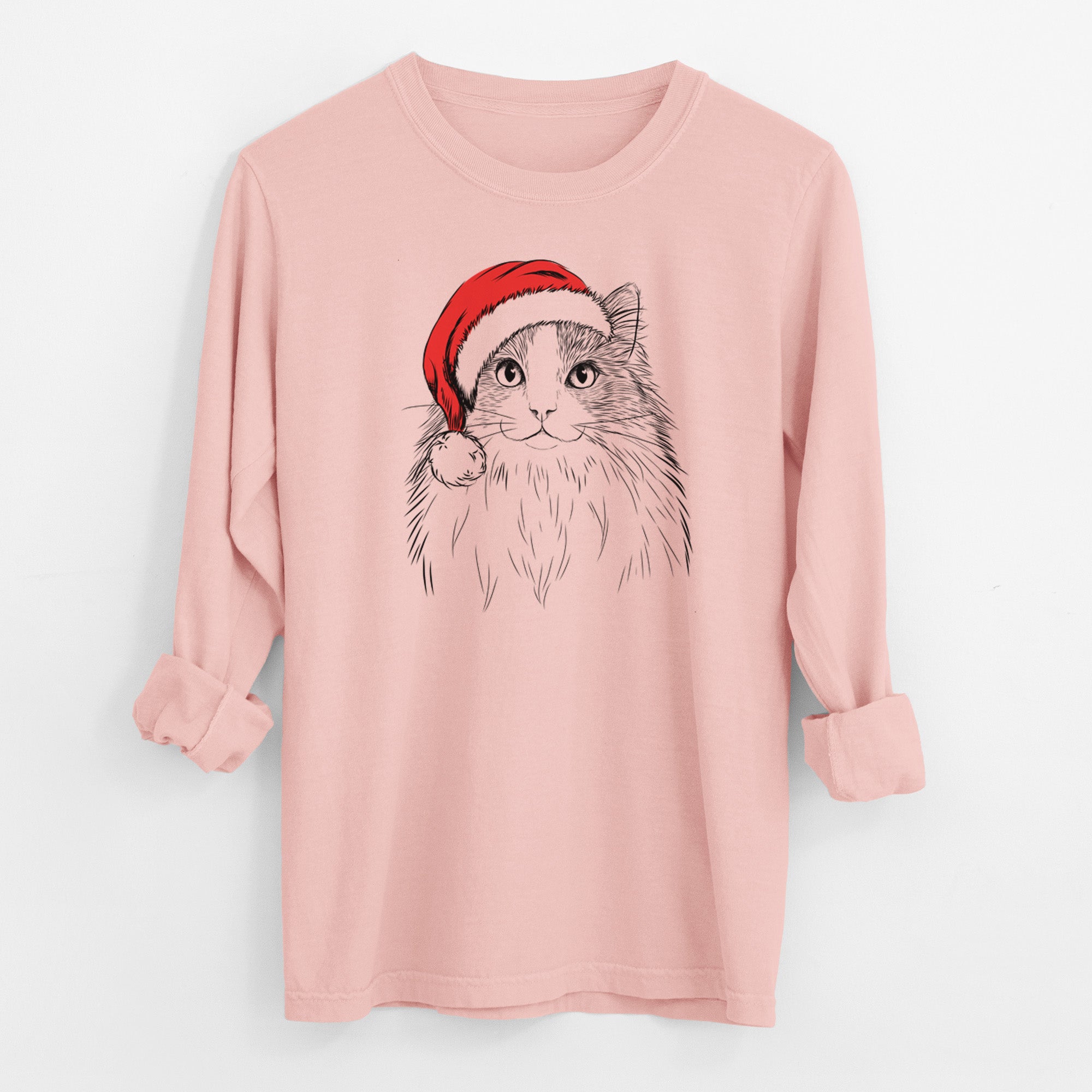 Santa Fiona the Ragdoll Cat - Men's Heavyweight 100% Cotton Long Sleeve