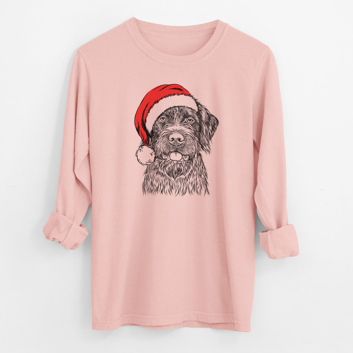 Santa Fletcher the Wirehaired Pointing Griffon - Men's Heavyweight 100% Cotton Long Sleeve