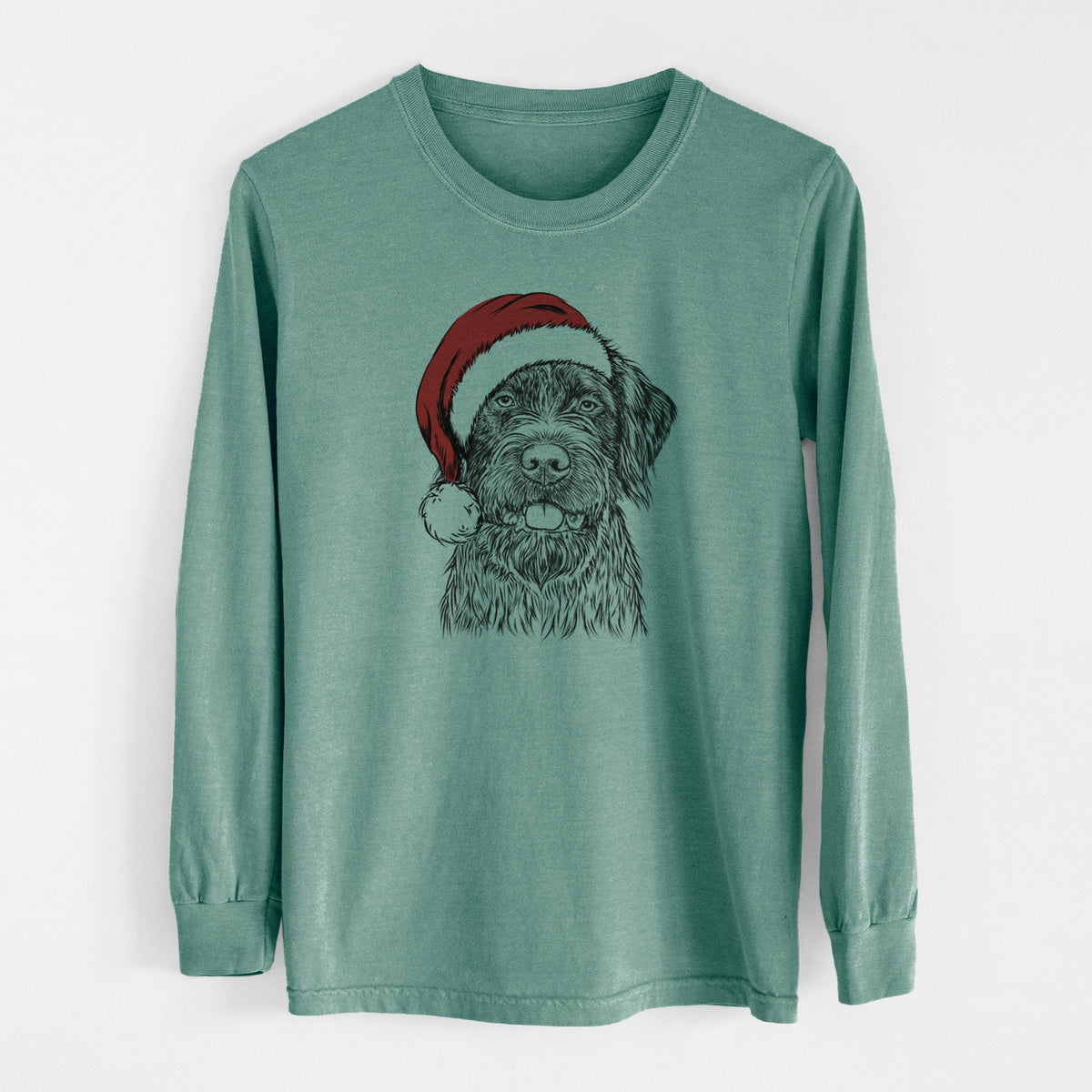 Santa Fletcher the Wirehaired Pointing Griffon - Men's Heavyweight 100% Cotton Long Sleeve