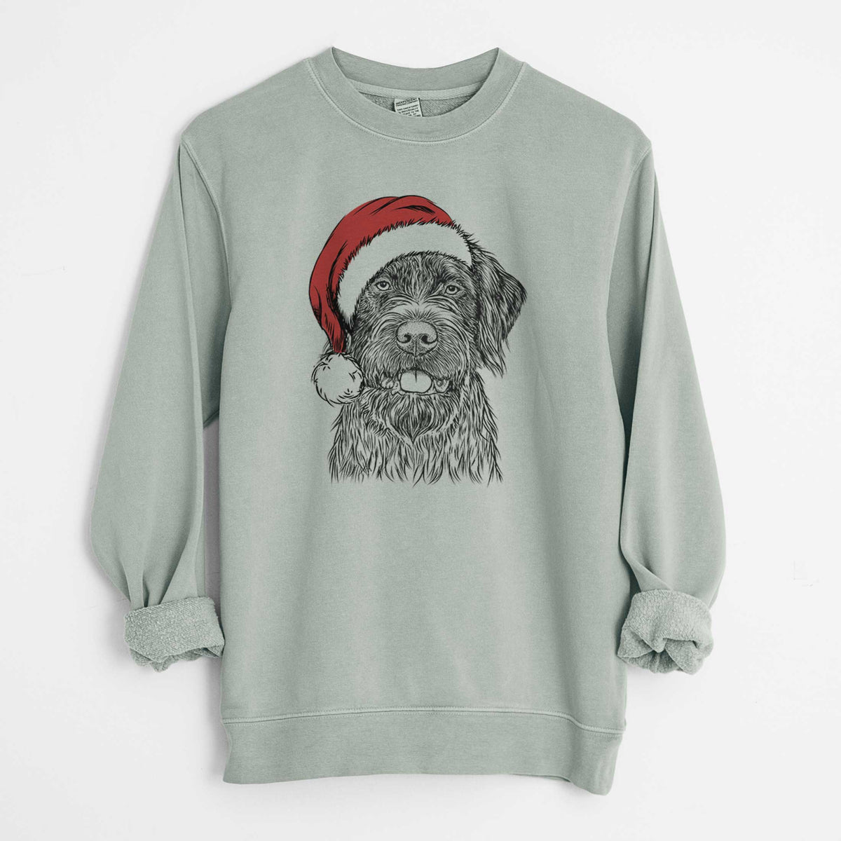 Santa Fletcher the Wirehaired Pointing Griffon - Unisex Pigment Dyed Crew Sweatshirt