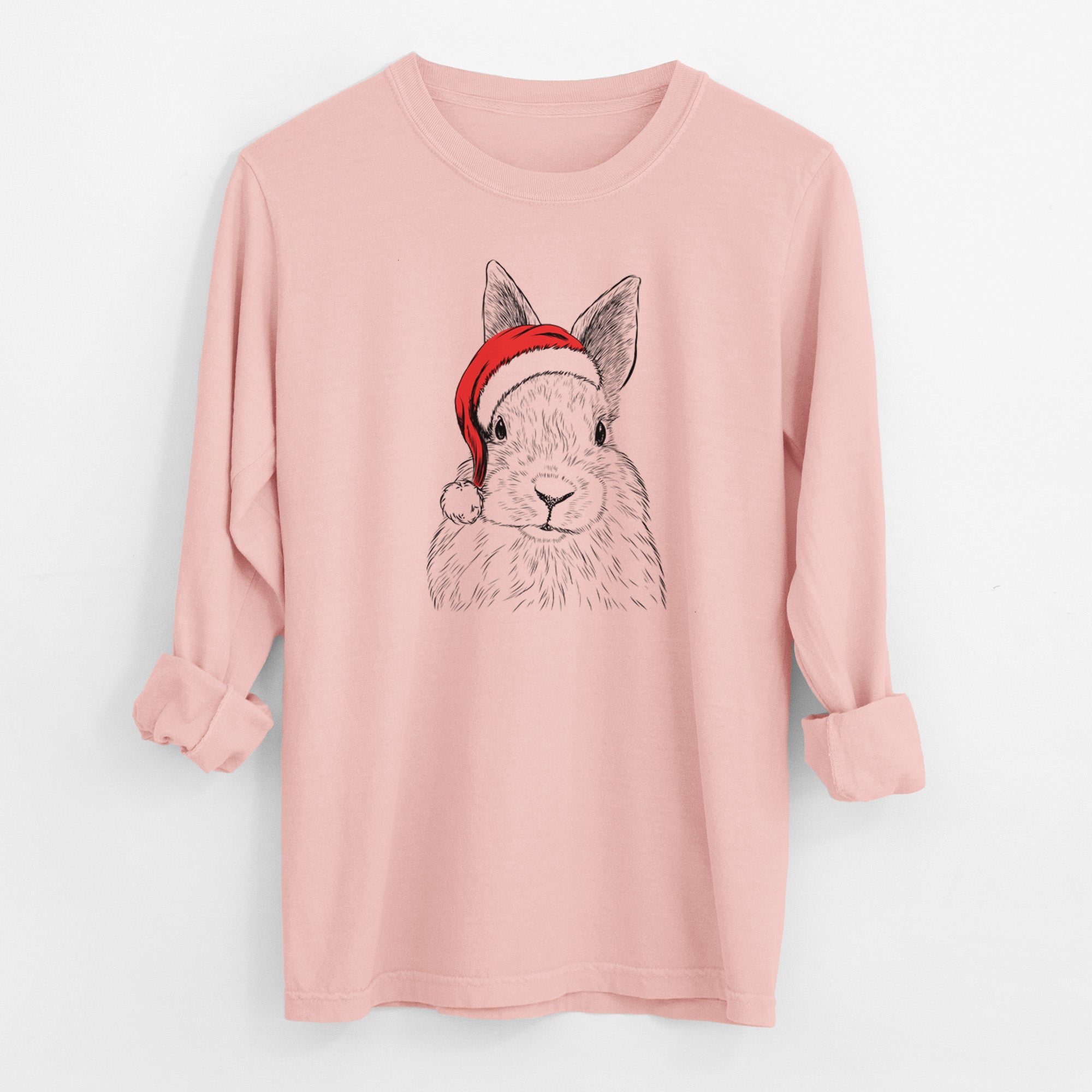 Santa Flower the Rex Rabbit - Men's Heavyweight 100% Cotton Long Sleeve