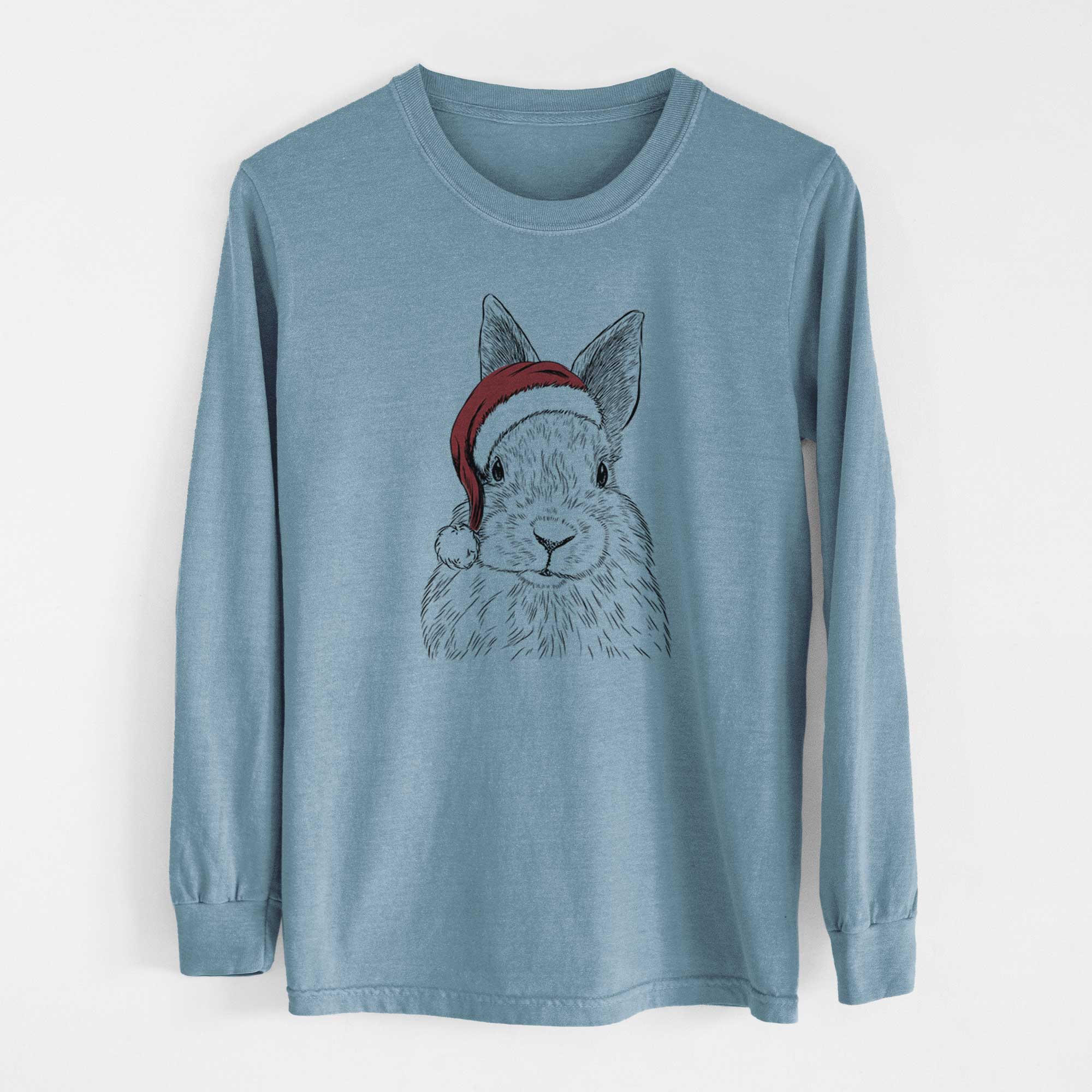 Santa Flower the Rex Rabbit - Men's Heavyweight 100% Cotton Long Sleeve