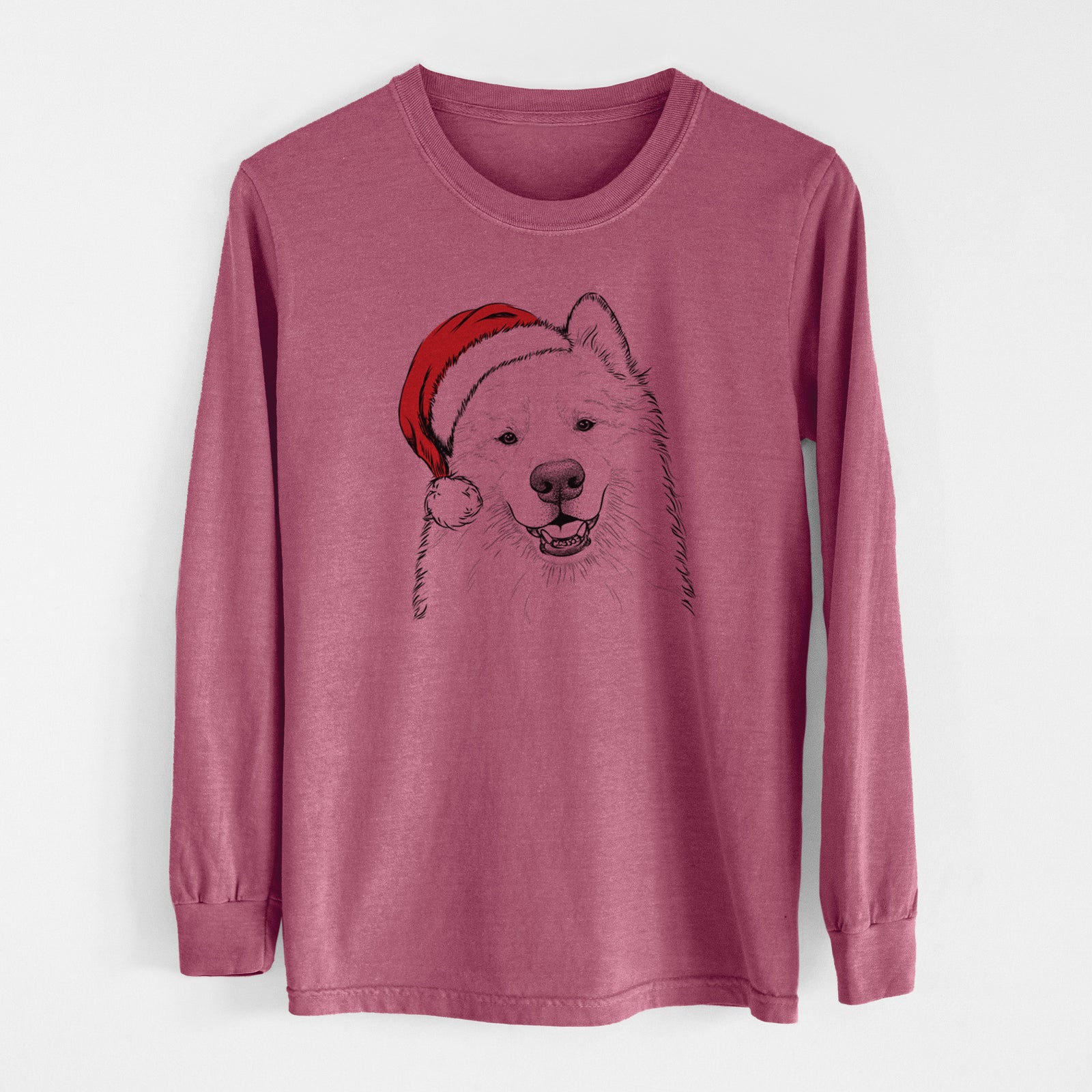 Santa Foster the Samoyed - Men's Heavyweight 100% Cotton Long Sleeve