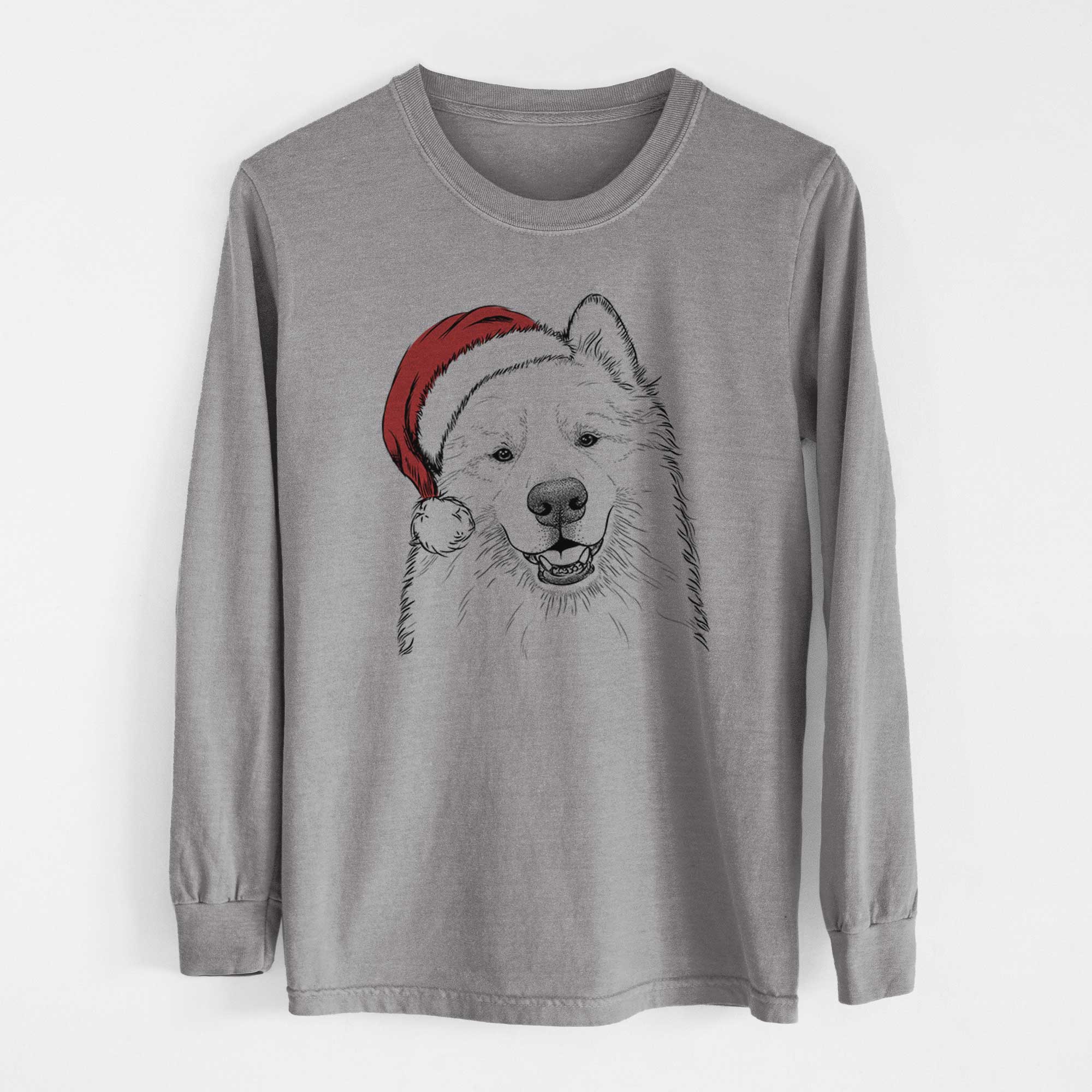 Santa Foster the Samoyed - Men's Heavyweight 100% Cotton Long Sleeve