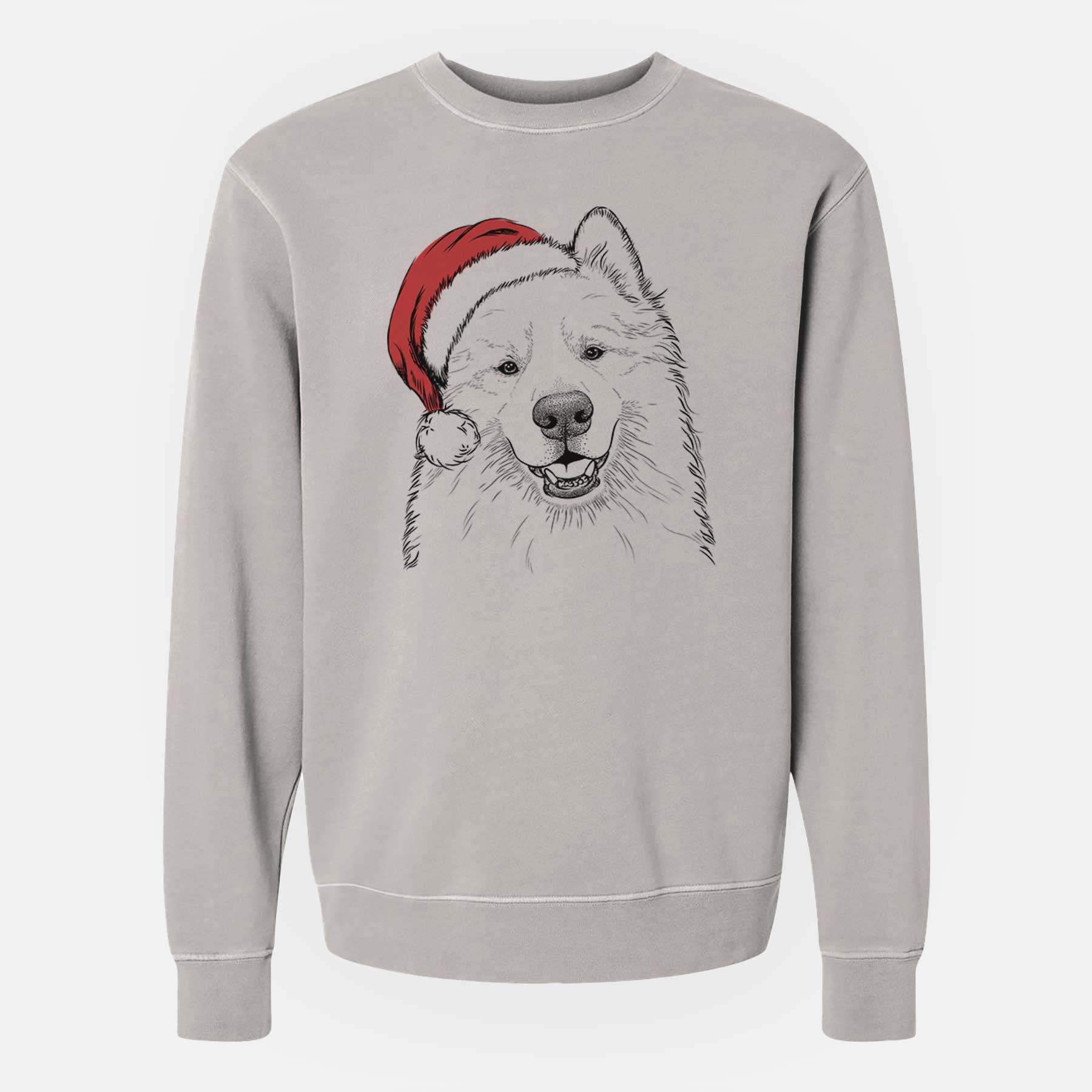 Santa Foster the Samoyed - Unisex Pigment Dyed Crew Sweatshirt