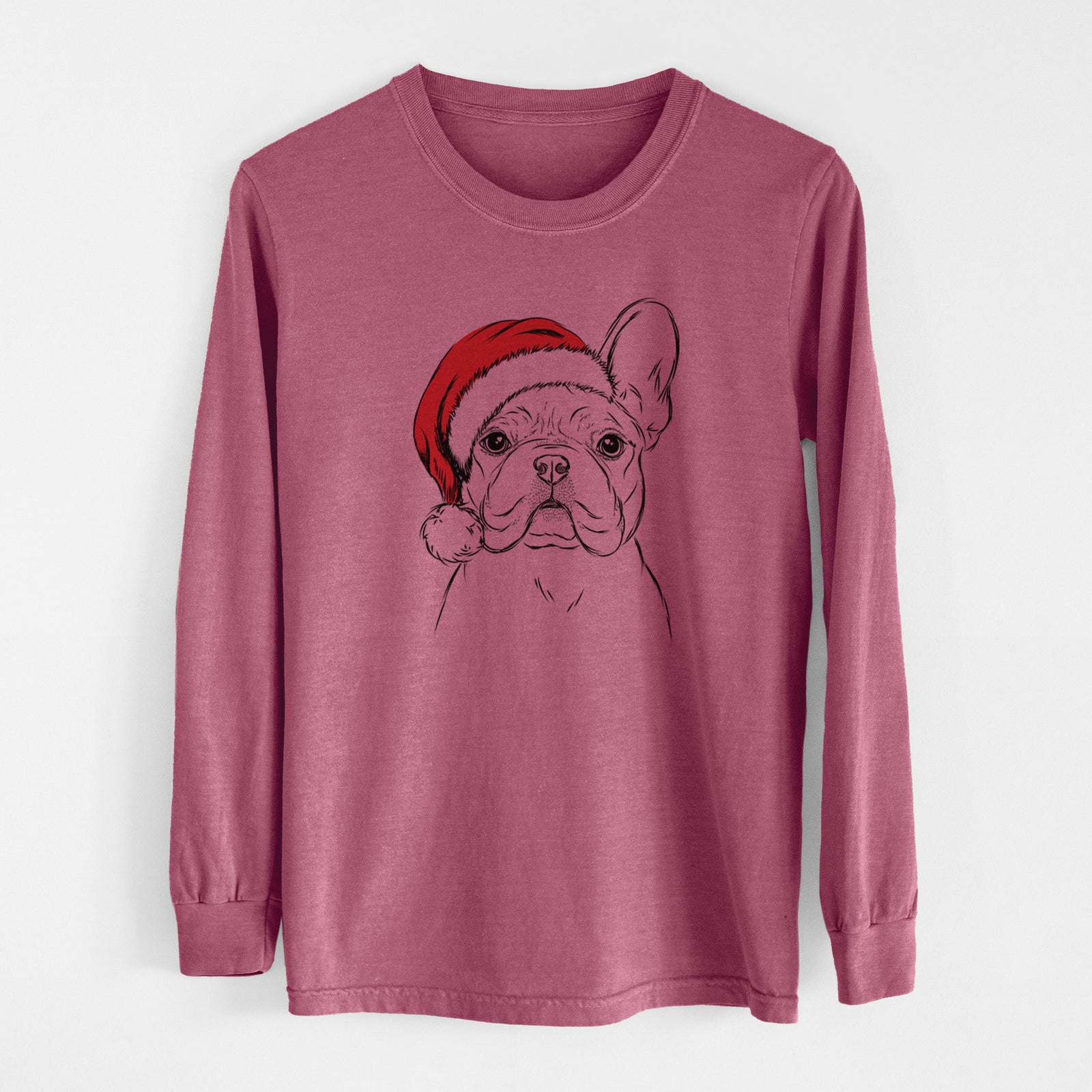 Santa Franco the French Bulldog - Men's Heavyweight 100% Cotton Long Sleeve