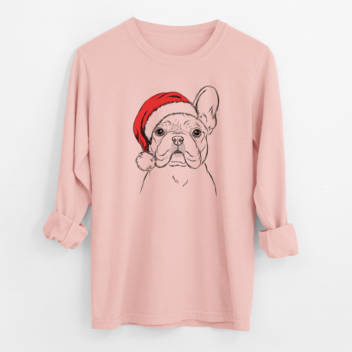 Santa Franco the French Bulldog - Men's Heavyweight 100% Cotton Long Sleeve