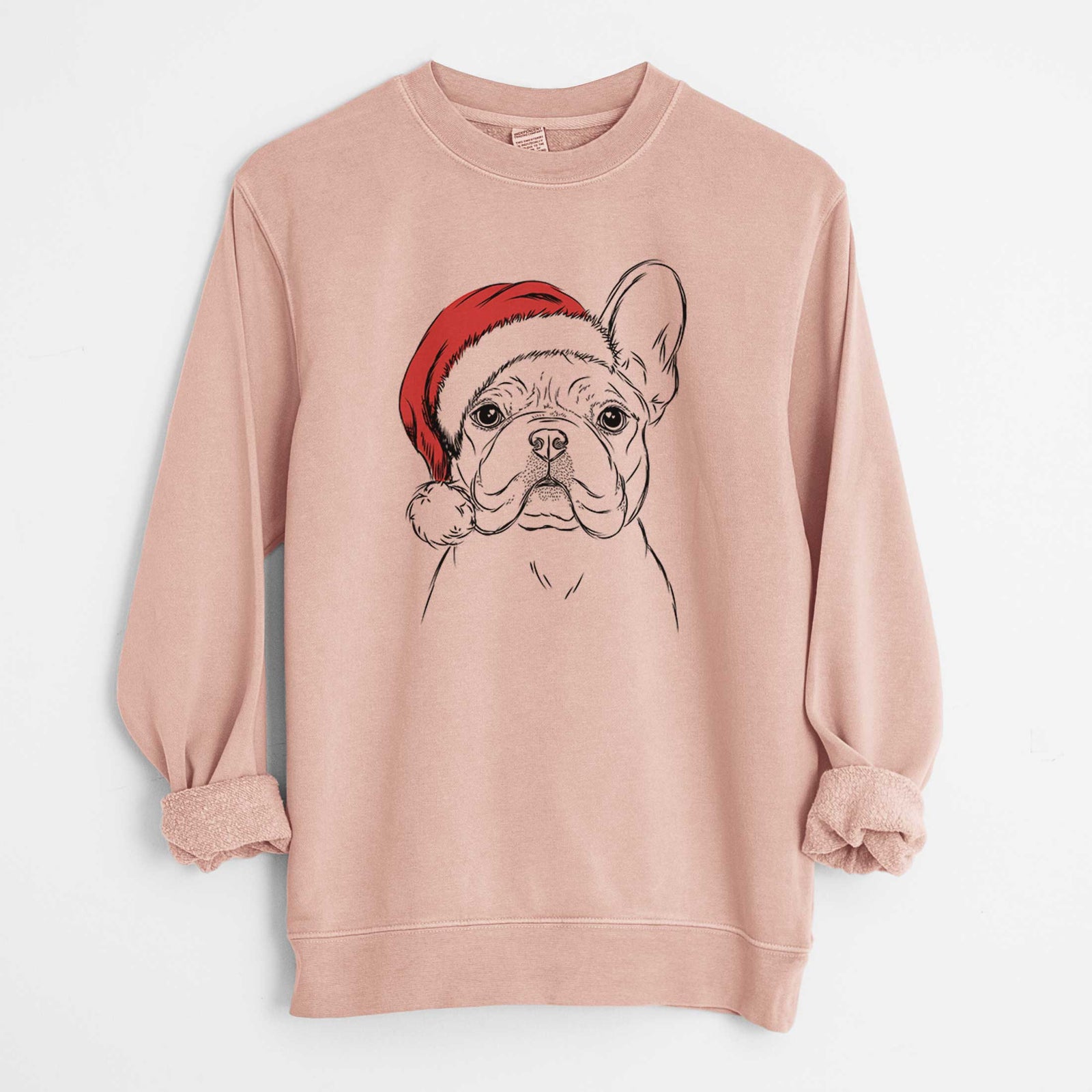 Santa Franco the French Bulldog - Unisex Pigment Dyed Crew Sweatshirt