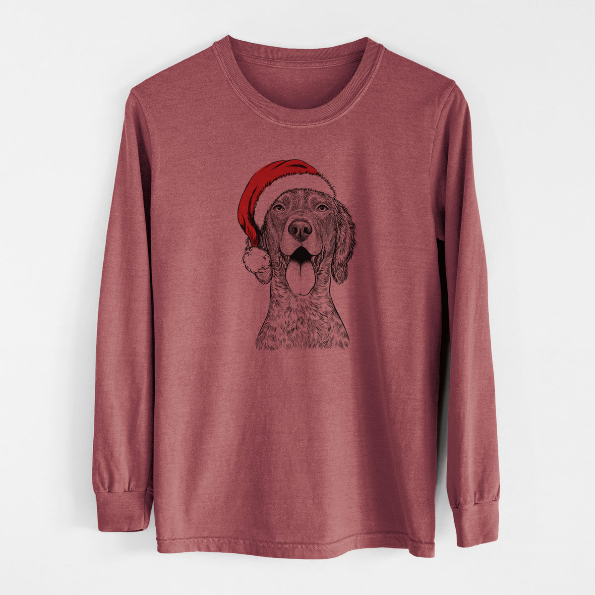 Santa Freddy the English Setter - Men's Heavyweight 100% Cotton Long Sleeve
