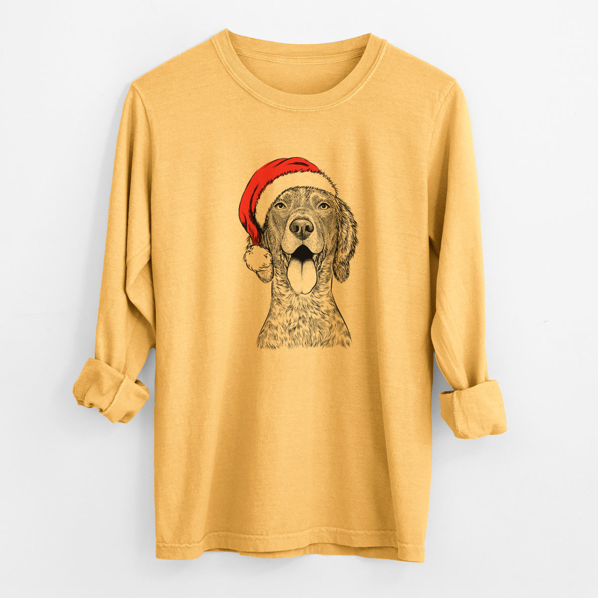 Santa Freddy the English Setter - Men's Heavyweight 100% Cotton Long Sleeve