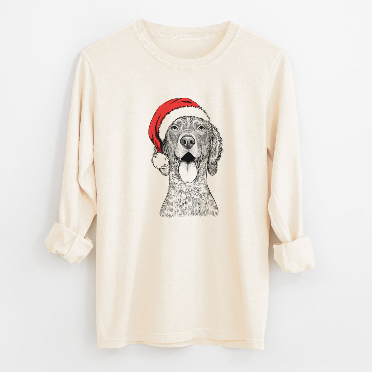 Santa Freddy the English Setter - Men's Heavyweight 100% Cotton Long Sleeve