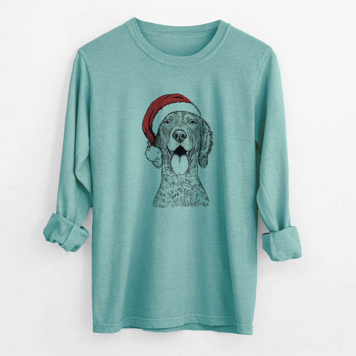 Santa Freddy the English Setter - Men's Heavyweight 100% Cotton Long Sleeve