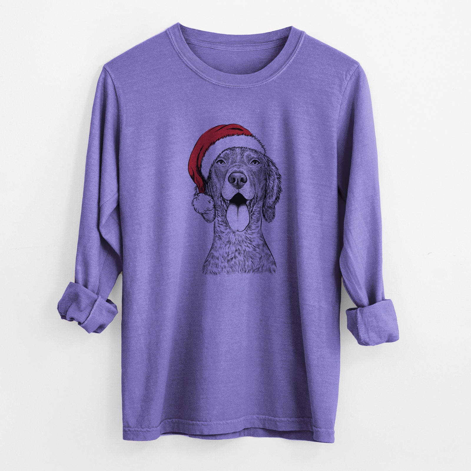 Santa Freddy the English Setter - Men's Heavyweight 100% Cotton Long Sleeve