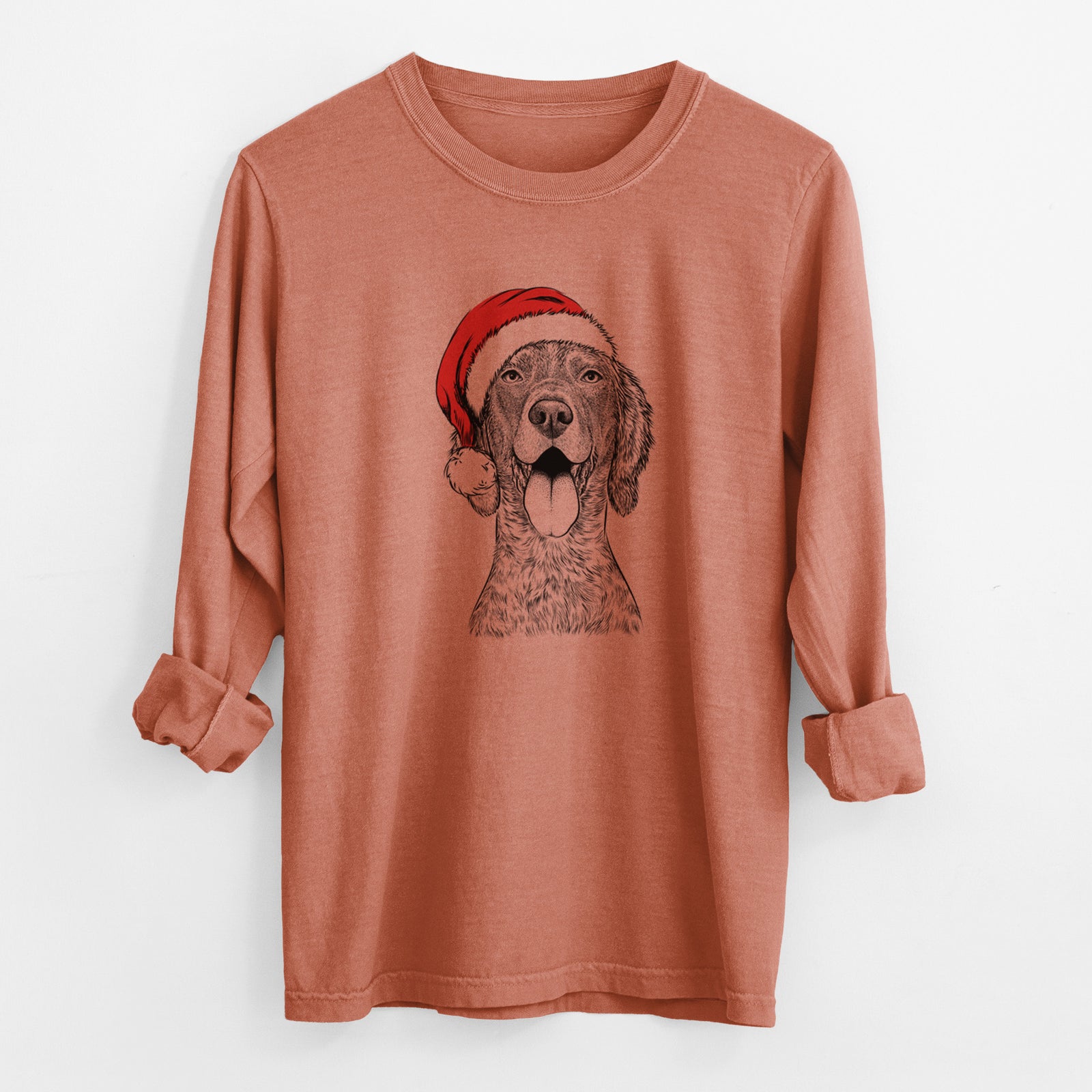 Santa Freddy the English Setter - Men's Heavyweight 100% Cotton Long Sleeve