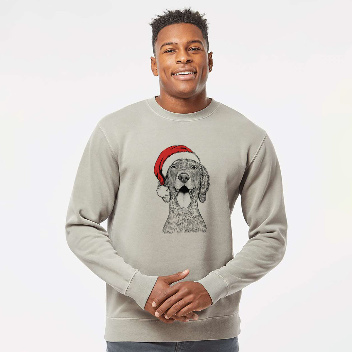Santa Freddy the English Setter - Unisex Pigment Dyed Crew Sweatshirt
