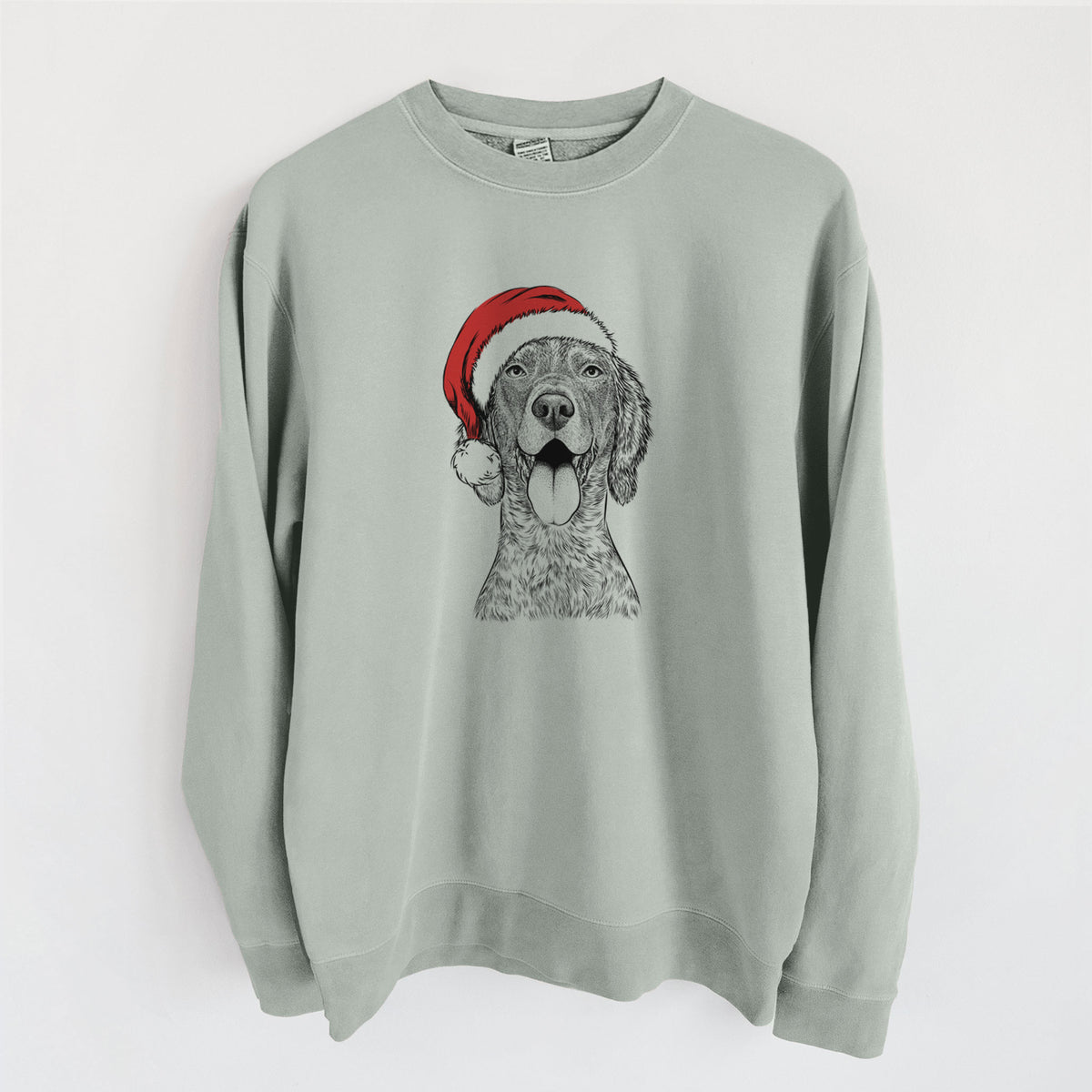 Santa Freddy the English Setter - Unisex Pigment Dyed Crew Sweatshirt