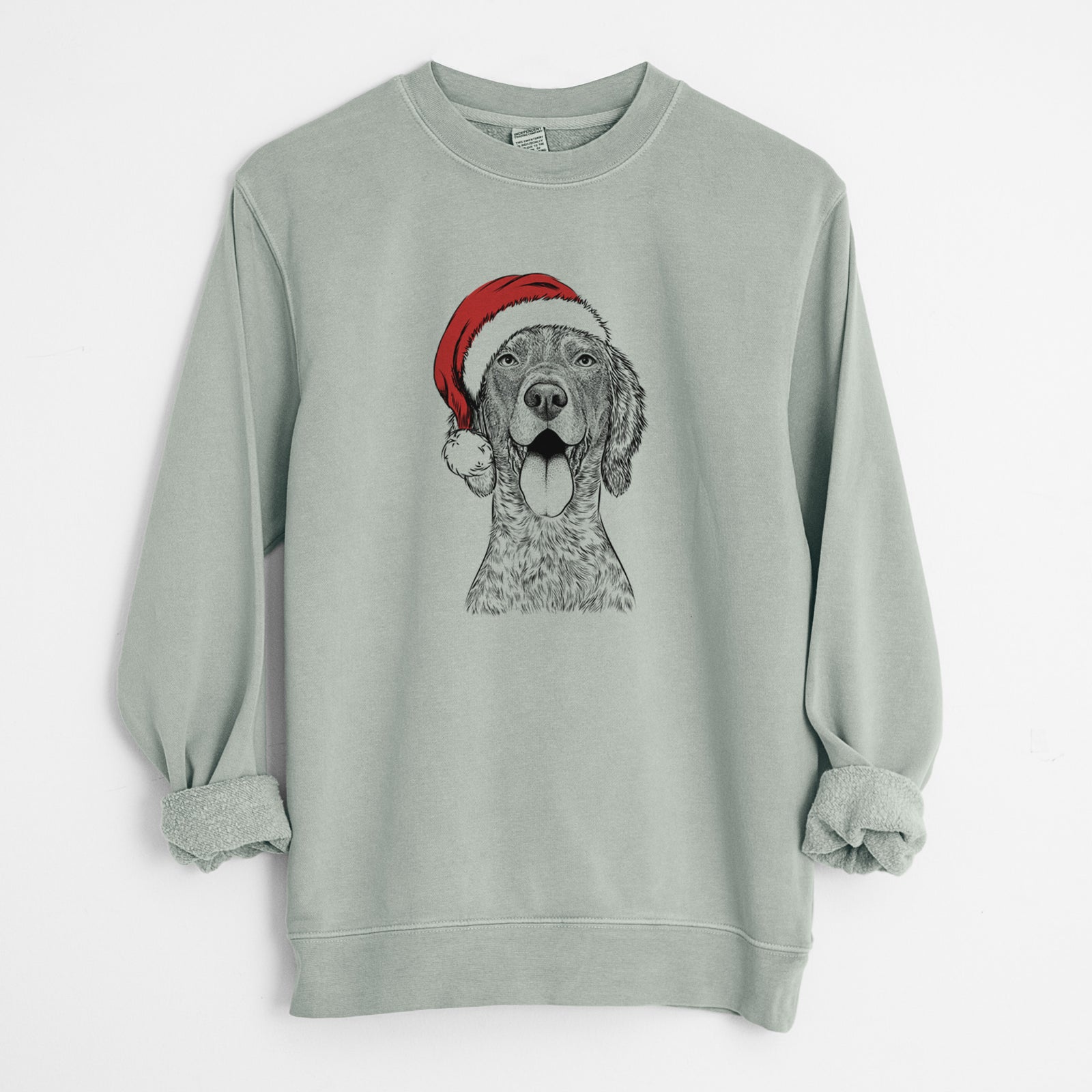 Santa Freddy the English Setter - Unisex Pigment Dyed Crew Sweatshirt