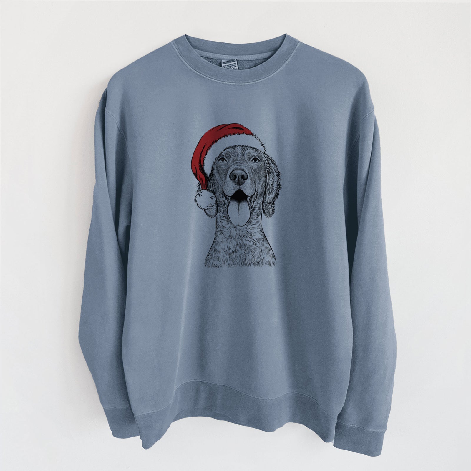 Santa Freddy the English Setter - Unisex Pigment Dyed Crew Sweatshirt