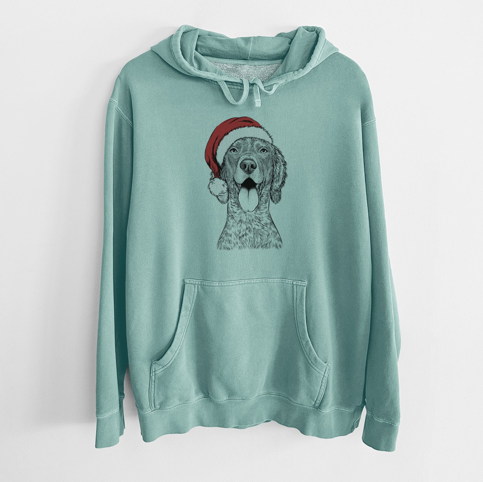 Santa Hat Freddy the English Setter - Unisex Pigment Dyed Hoodie