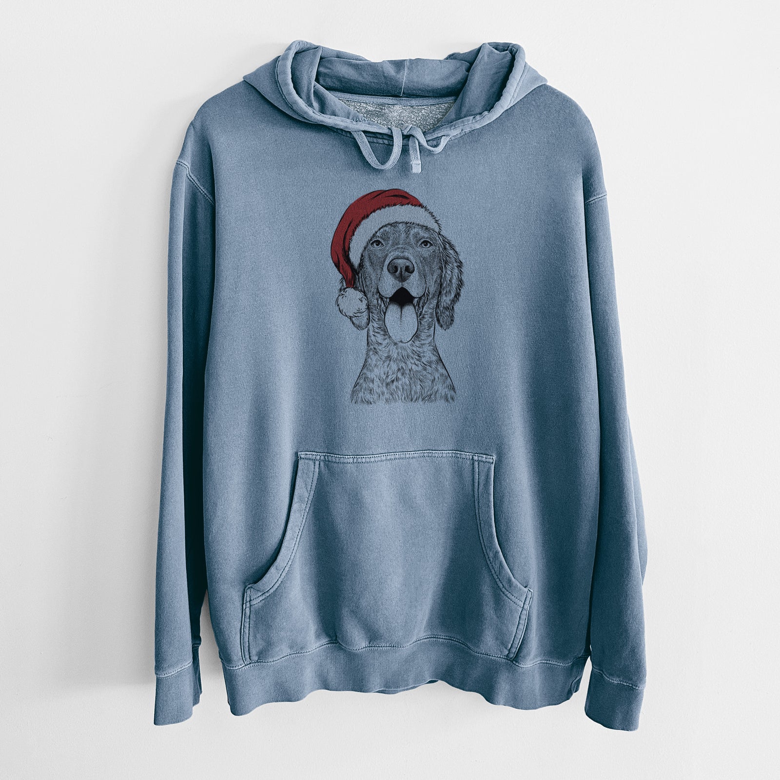 Santa Hat Freddy the English Setter - Unisex Pigment Dyed Hoodie