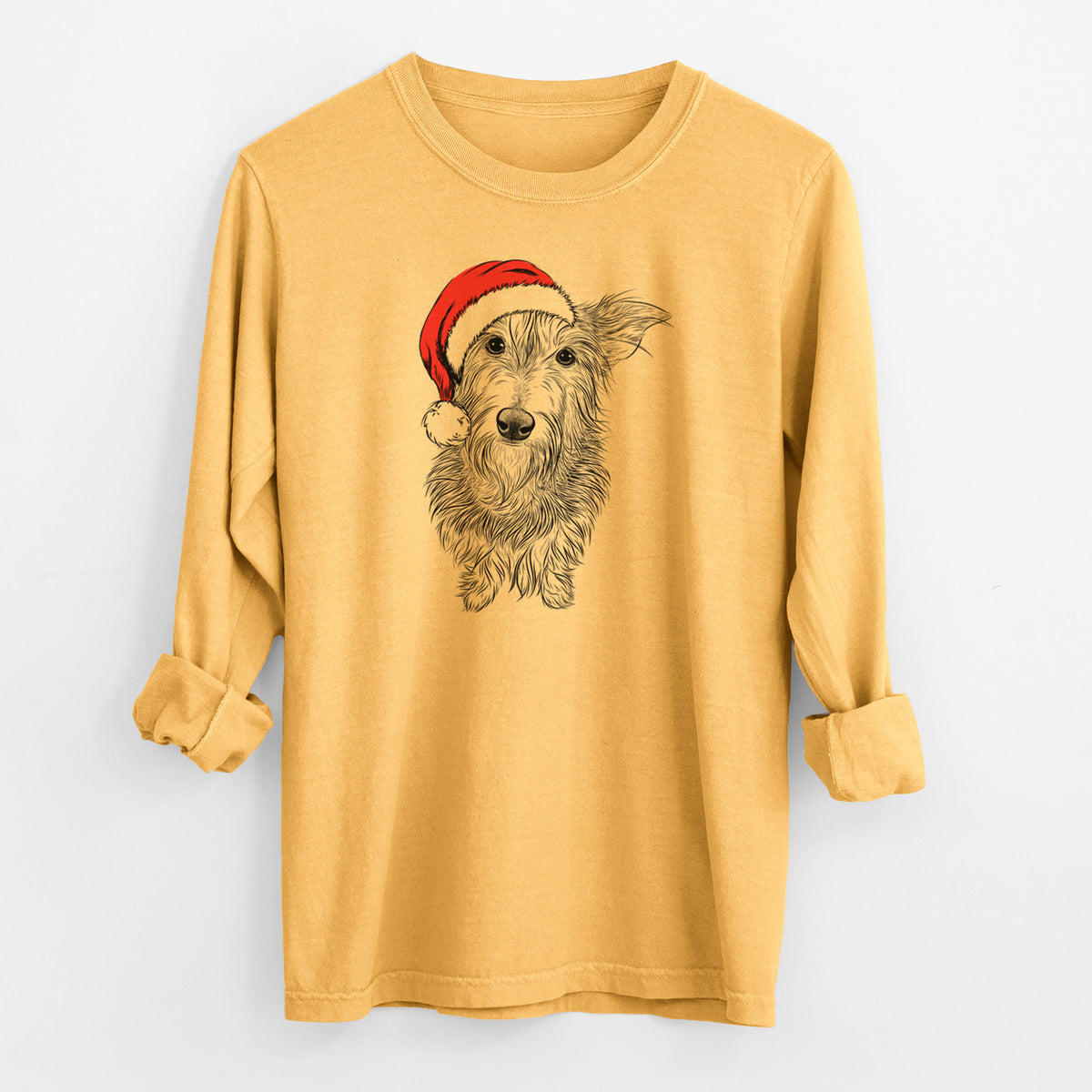Santa Frida Doggo the Rescue Terrier Mix - Men's Heavyweight 100% Cotton Long Sleeve