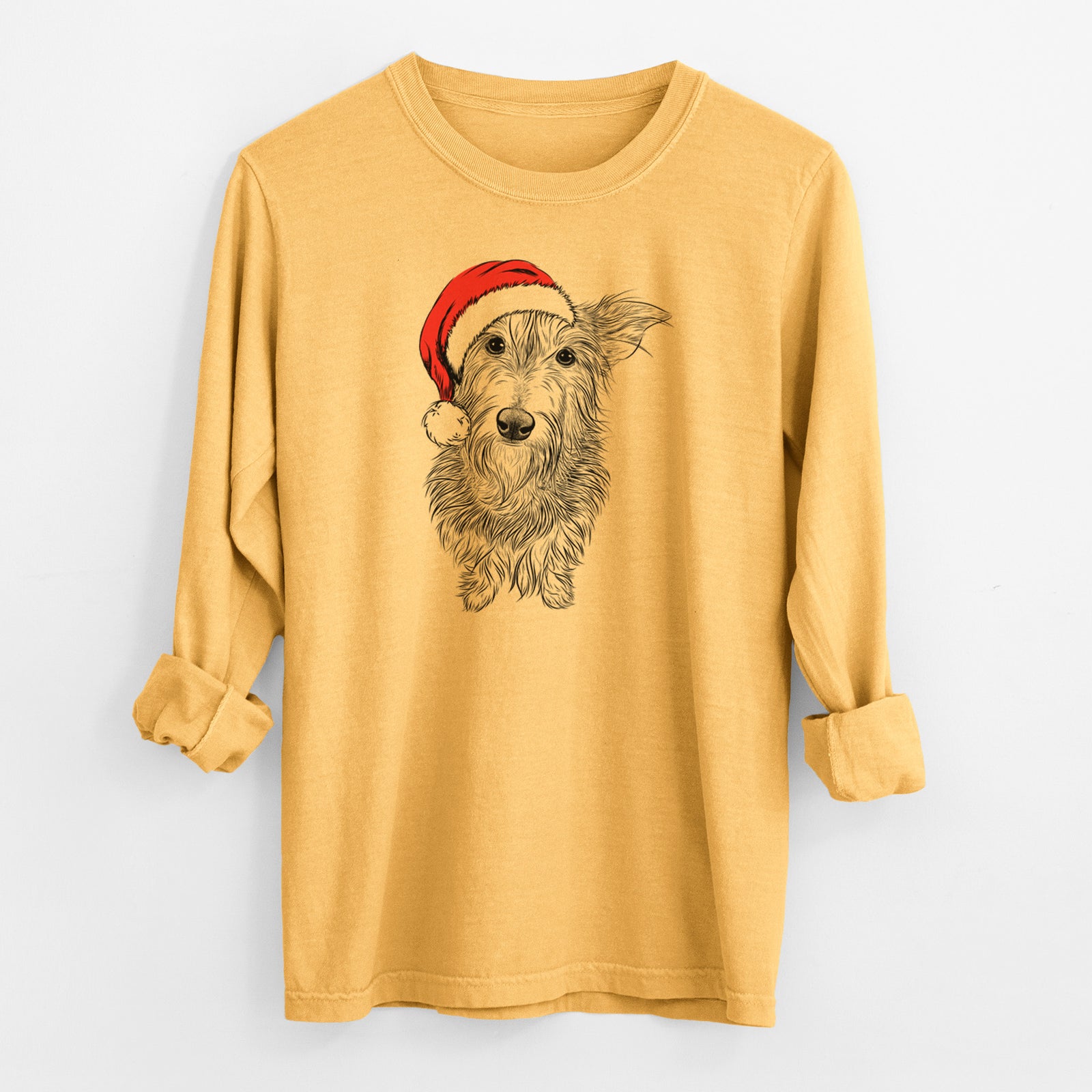 Santa Frida Doggo the Rescue Terrier Mix - Men's Heavyweight 100% Cotton Long Sleeve