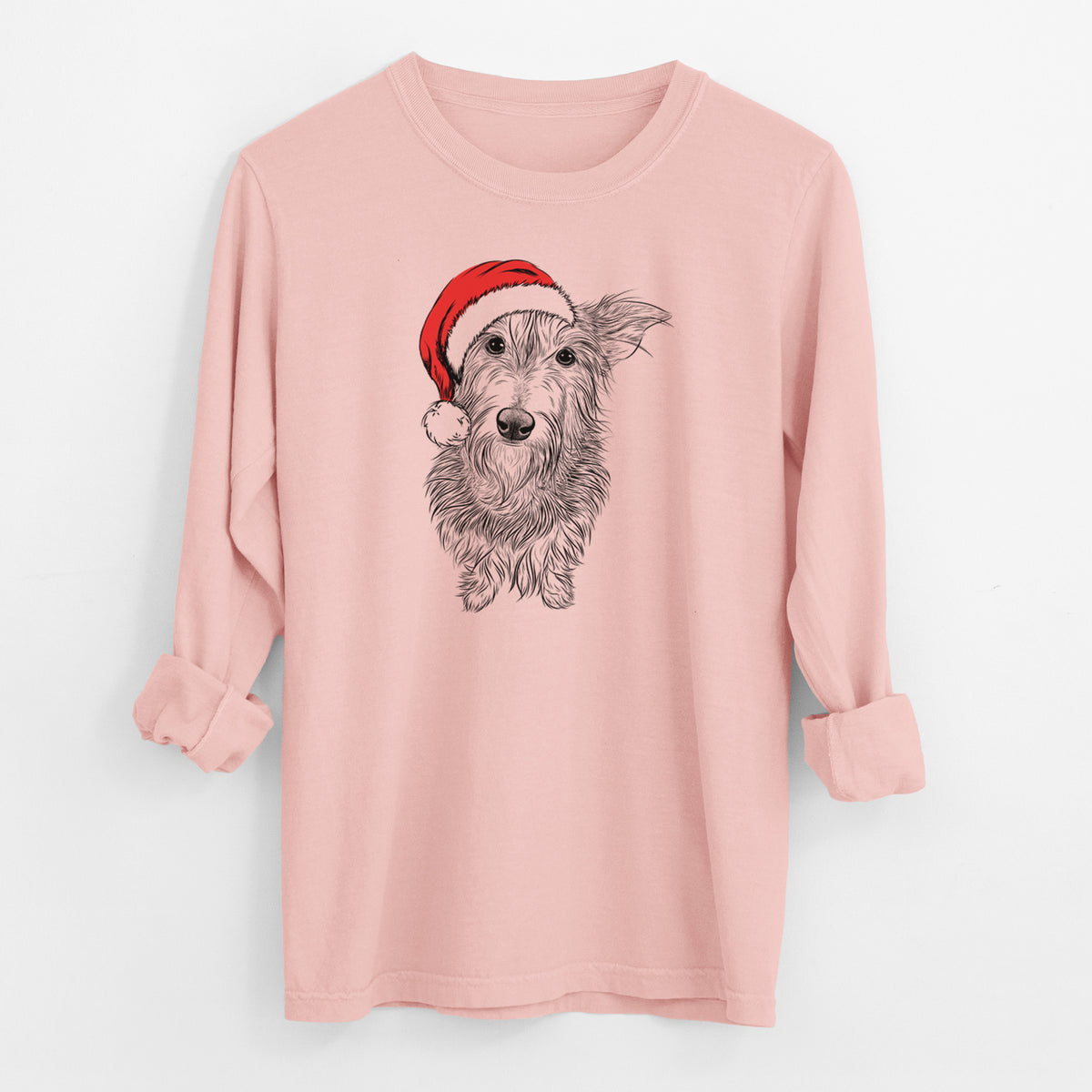 Santa Frida Doggo the Rescue Terrier Mix - Men's Heavyweight 100% Cotton Long Sleeve