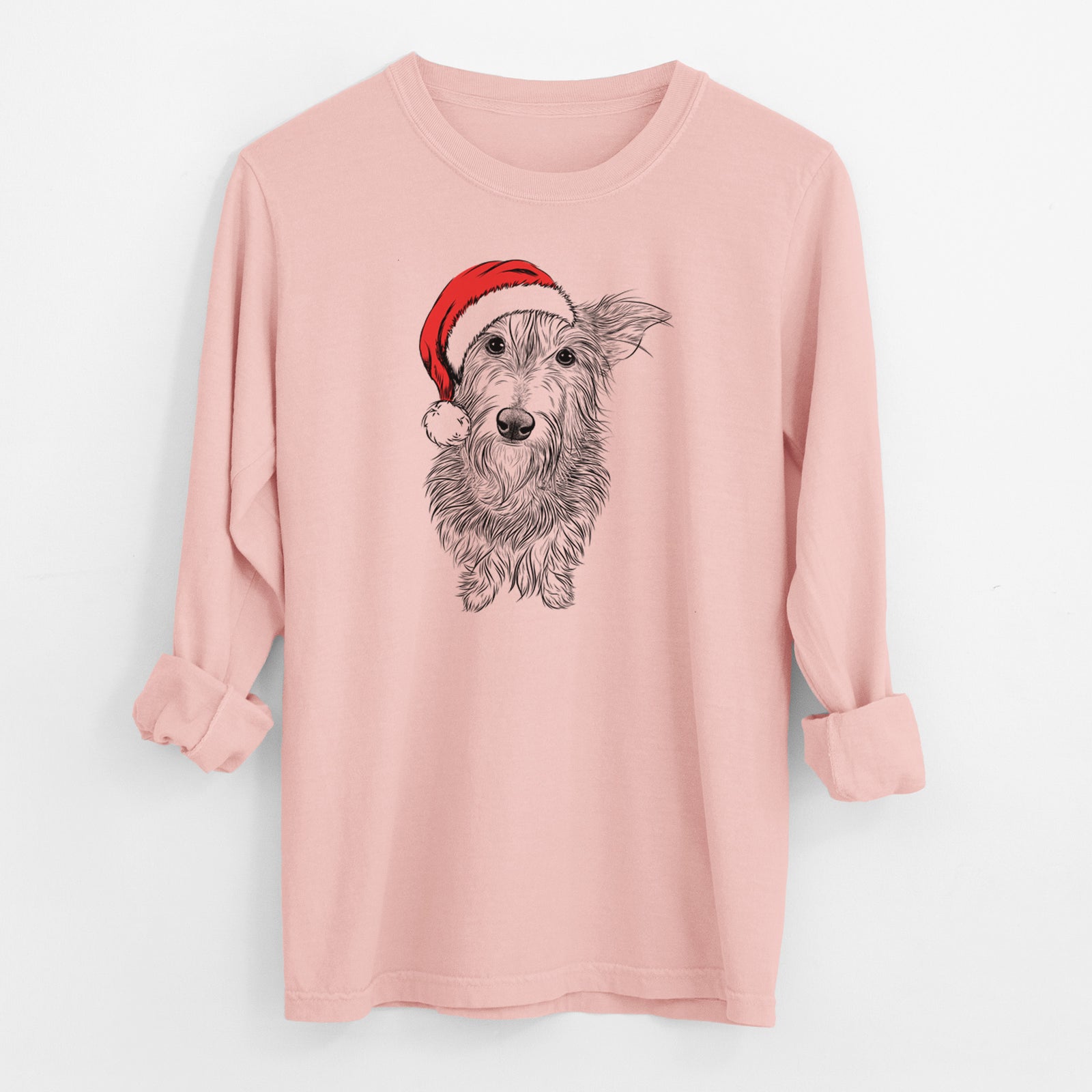 Santa Frida Doggo the Rescue Terrier Mix - Men's Heavyweight 100% Cotton Long Sleeve