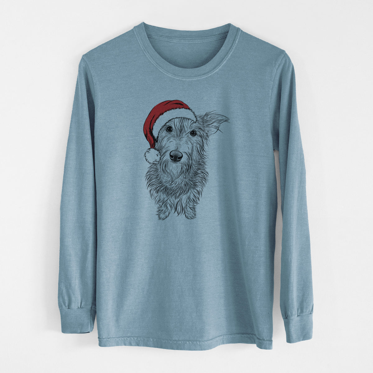 Santa Frida Doggo the Rescue Terrier Mix - Men's Heavyweight 100% Cotton Long Sleeve