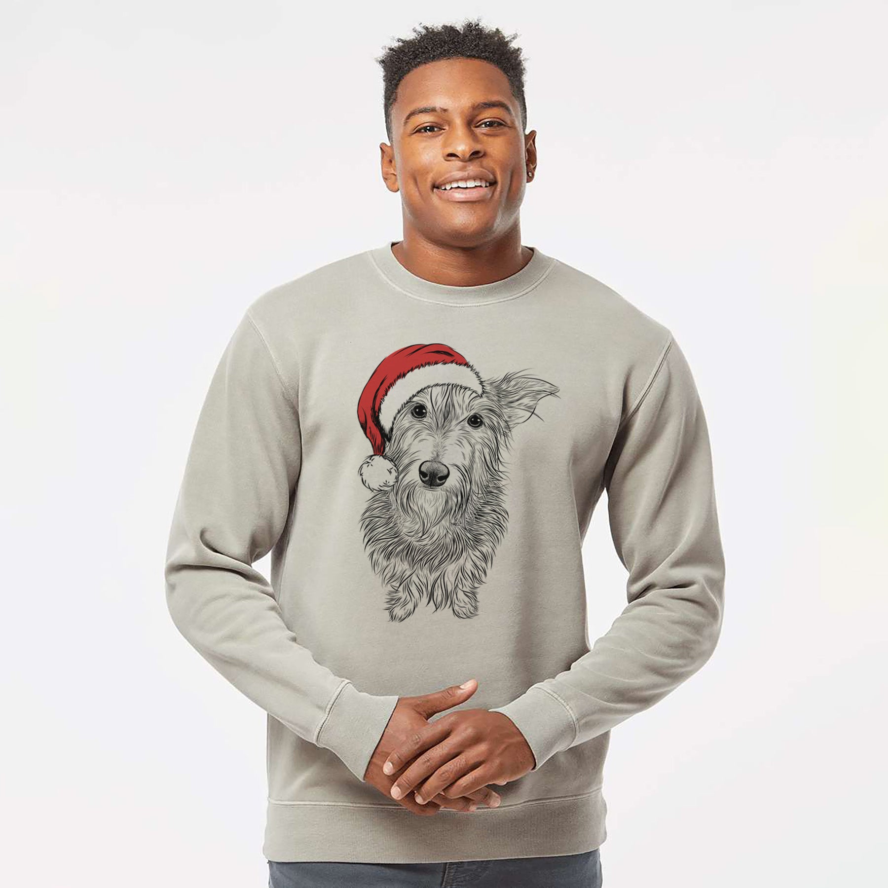 Santa Frida Doggo the Rescue Terrier Mix - Unisex Pigment Dyed Crew Sweatshirt