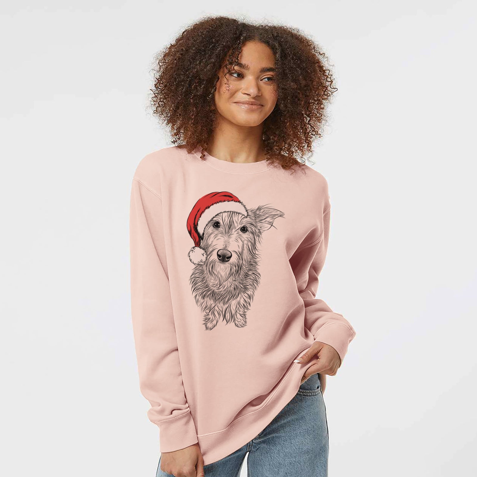 Santa Frida Doggo the Rescue Terrier Mix - Unisex Pigment Dyed Crew Sweatshirt