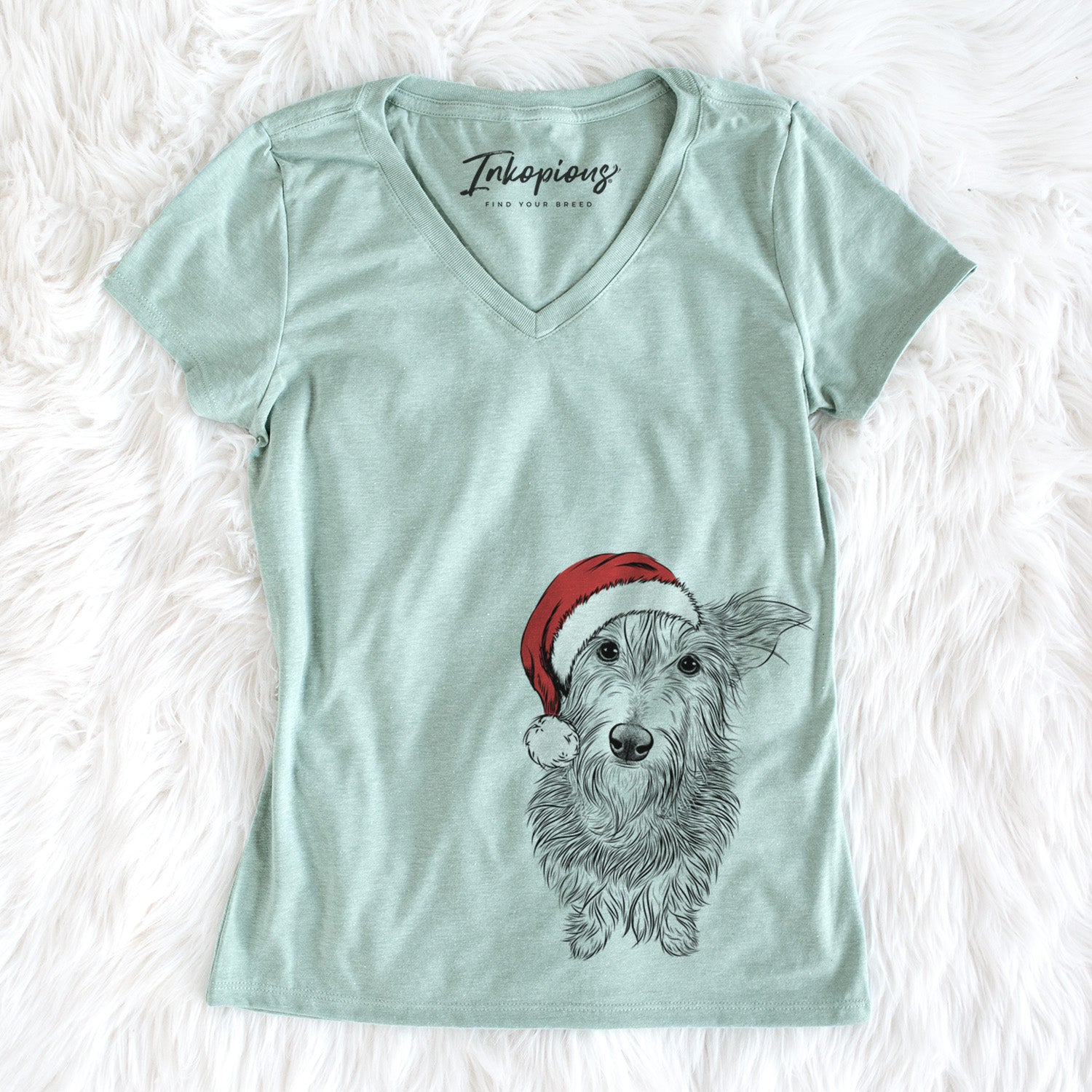 Santa Frida Doggo the Rescue Terrier Mix - Women's Perfect V-neck Shirt