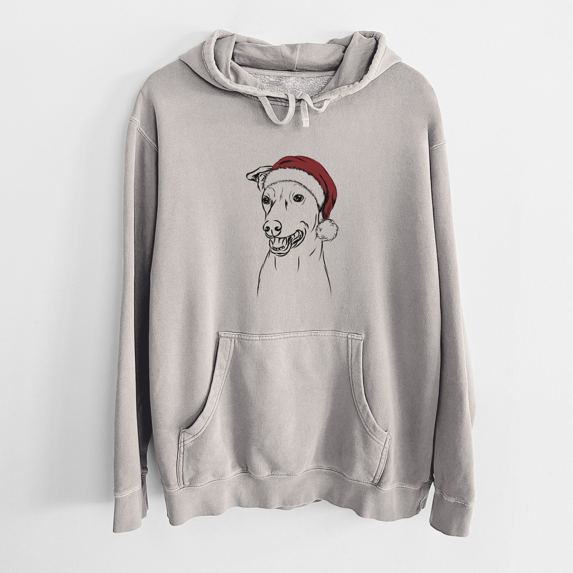 Santa Hat Frosty the Greyhound the Greyhound - Unisex Pigment Dyed Hoodie