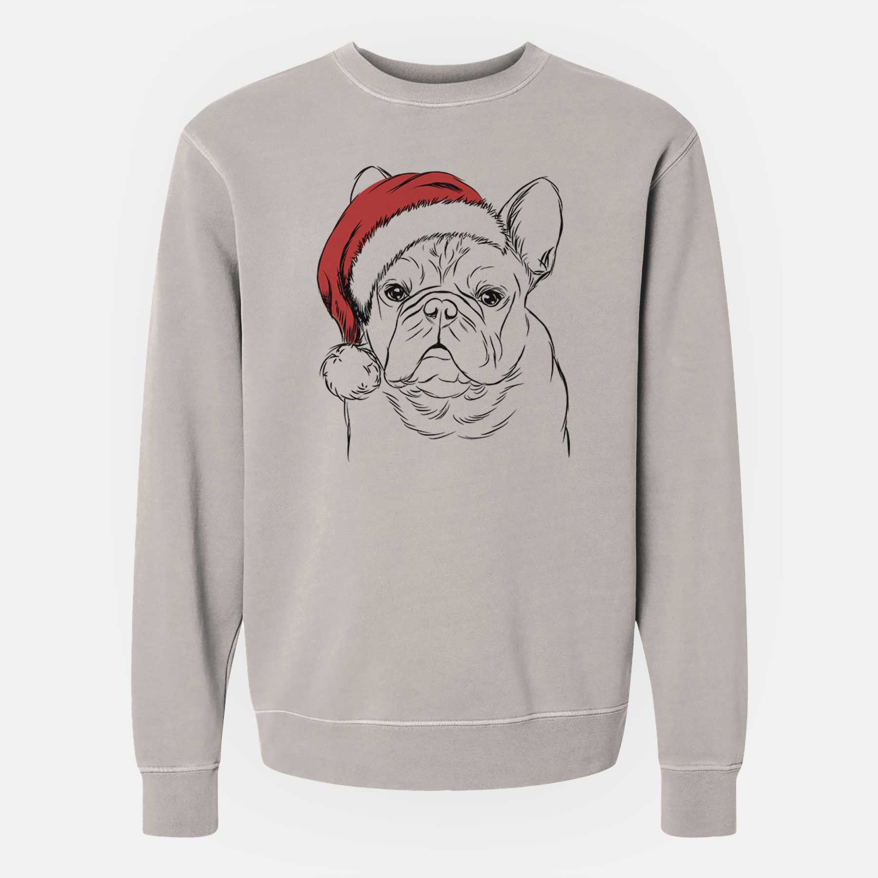 Santa Fudge the French Bulldog - Unisex Pigment Dyed Crew Sweatshirt