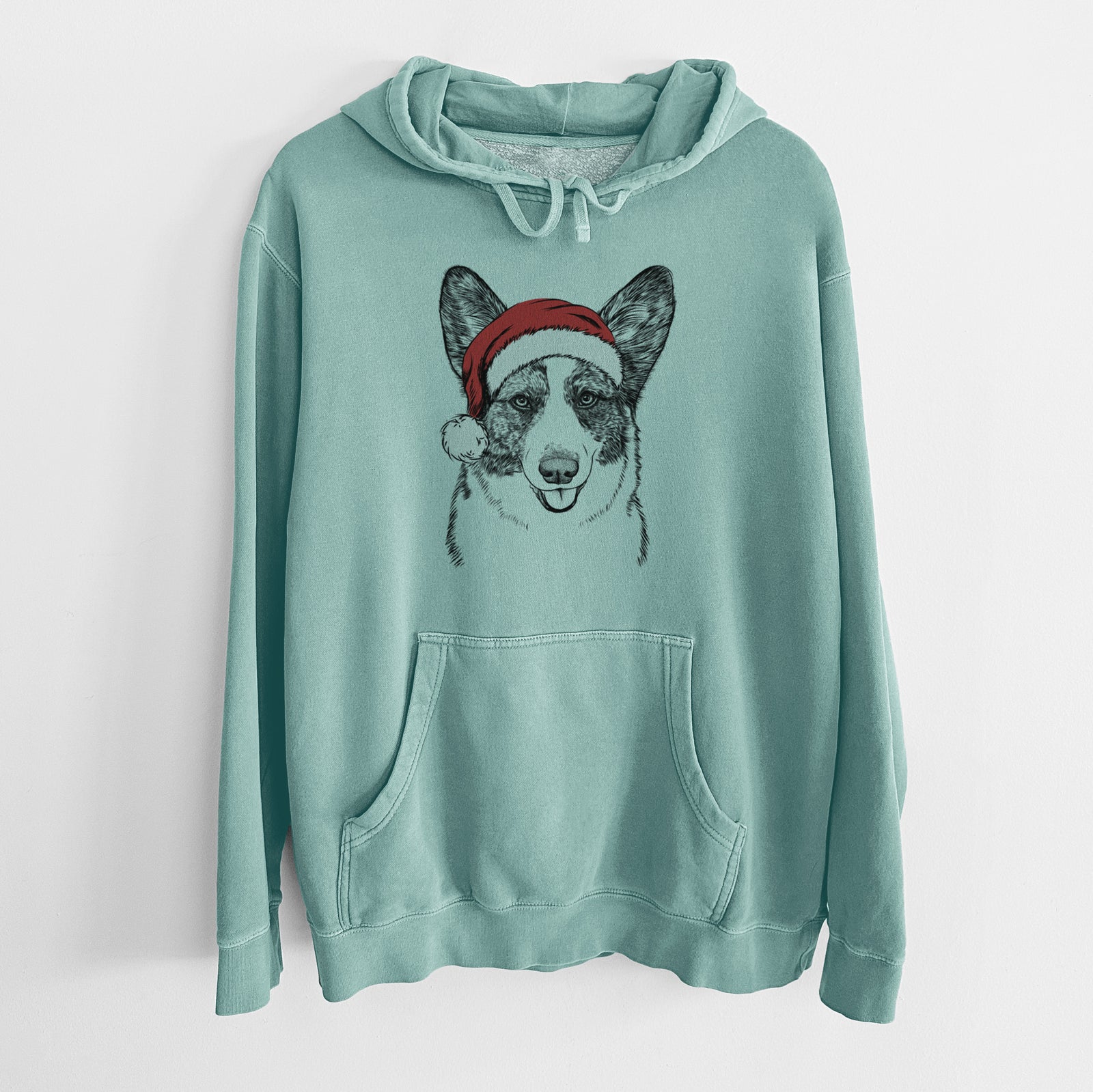 Santa Hat Gabby the Cardigan Welsh Corgi - Unisex Pigment Dyed Hoodie