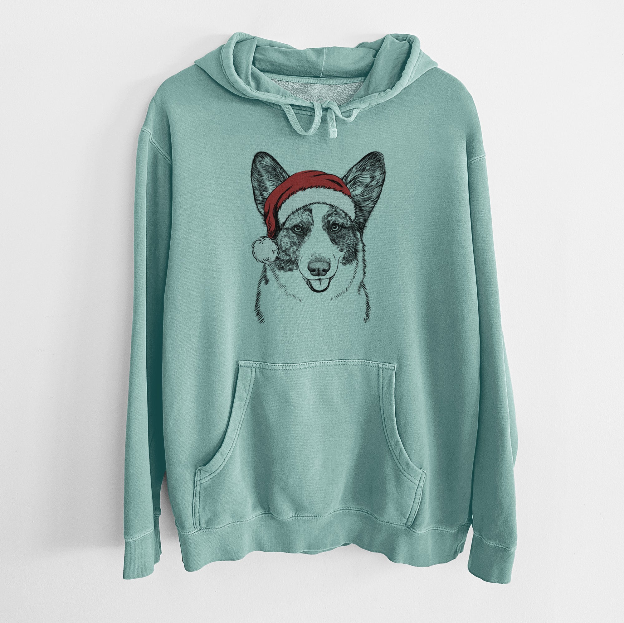 Santa Hat Gabby the Cardigan Welsh Corgi - Unisex Pigment Dyed Hoodie