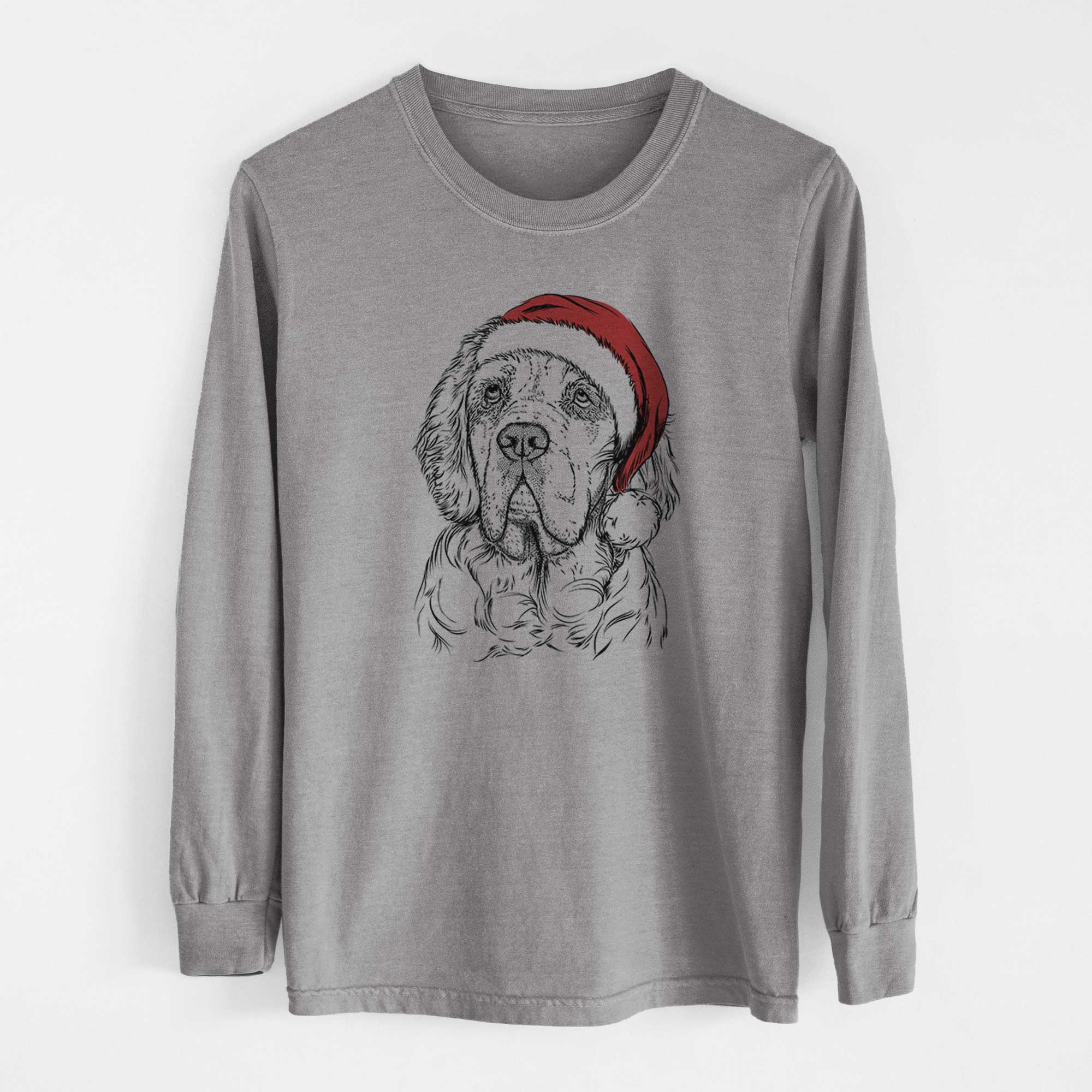 Santa Gary the Clumber Spaniel - Men's Heavyweight 100% Cotton Long Sleeve