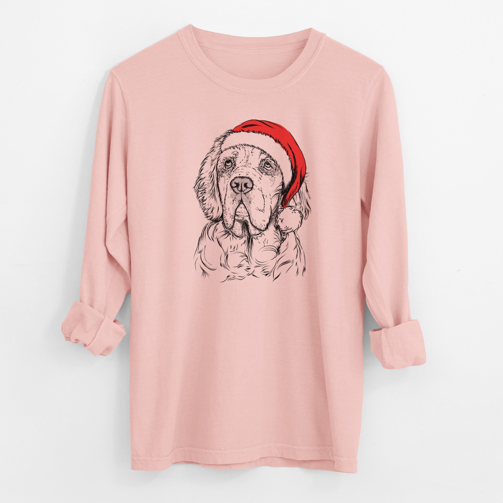 Santa Gary the Clumber Spaniel - Men's Heavyweight 100% Cotton Long Sleeve