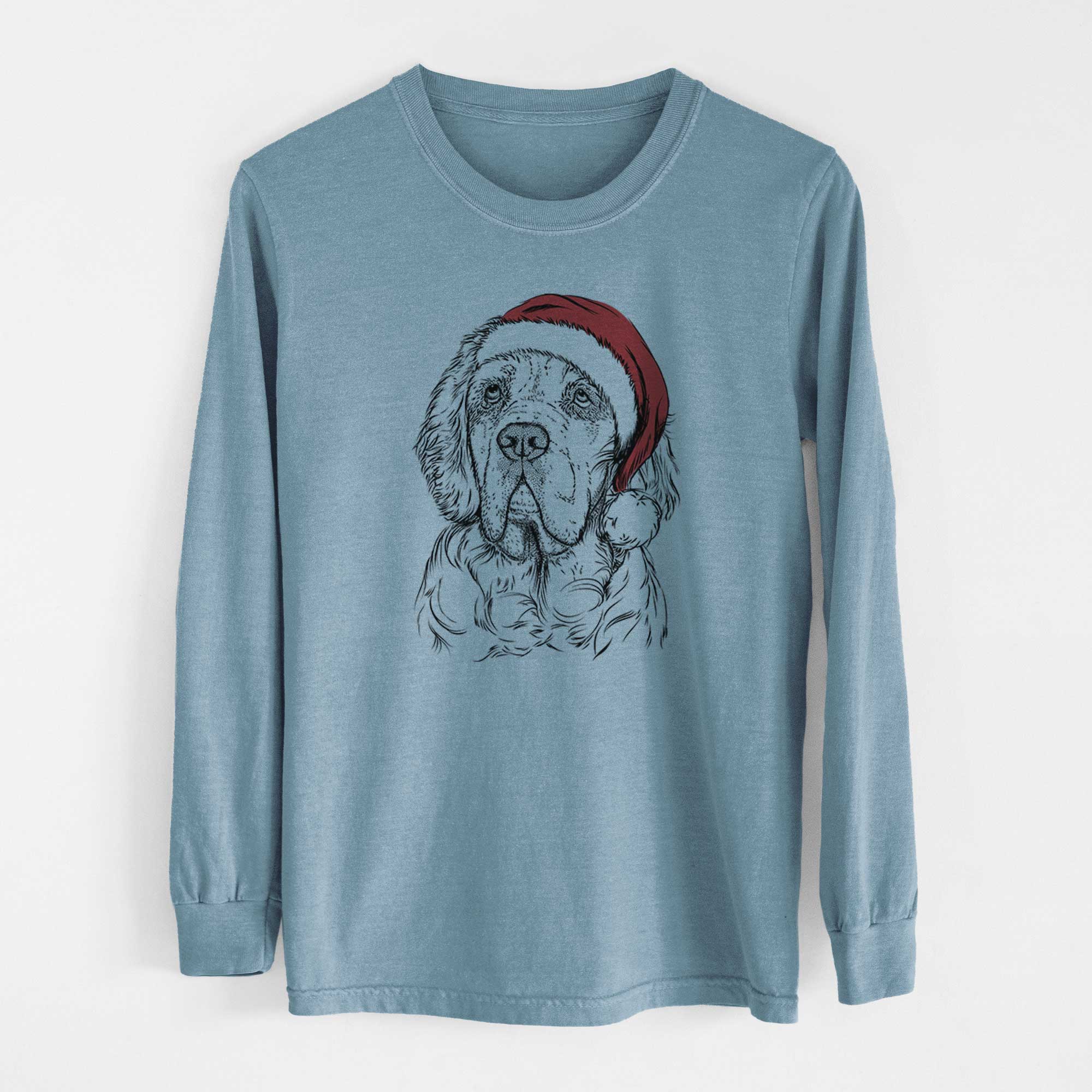 Santa Gary the Clumber Spaniel - Men's Heavyweight 100% Cotton Long Sleeve