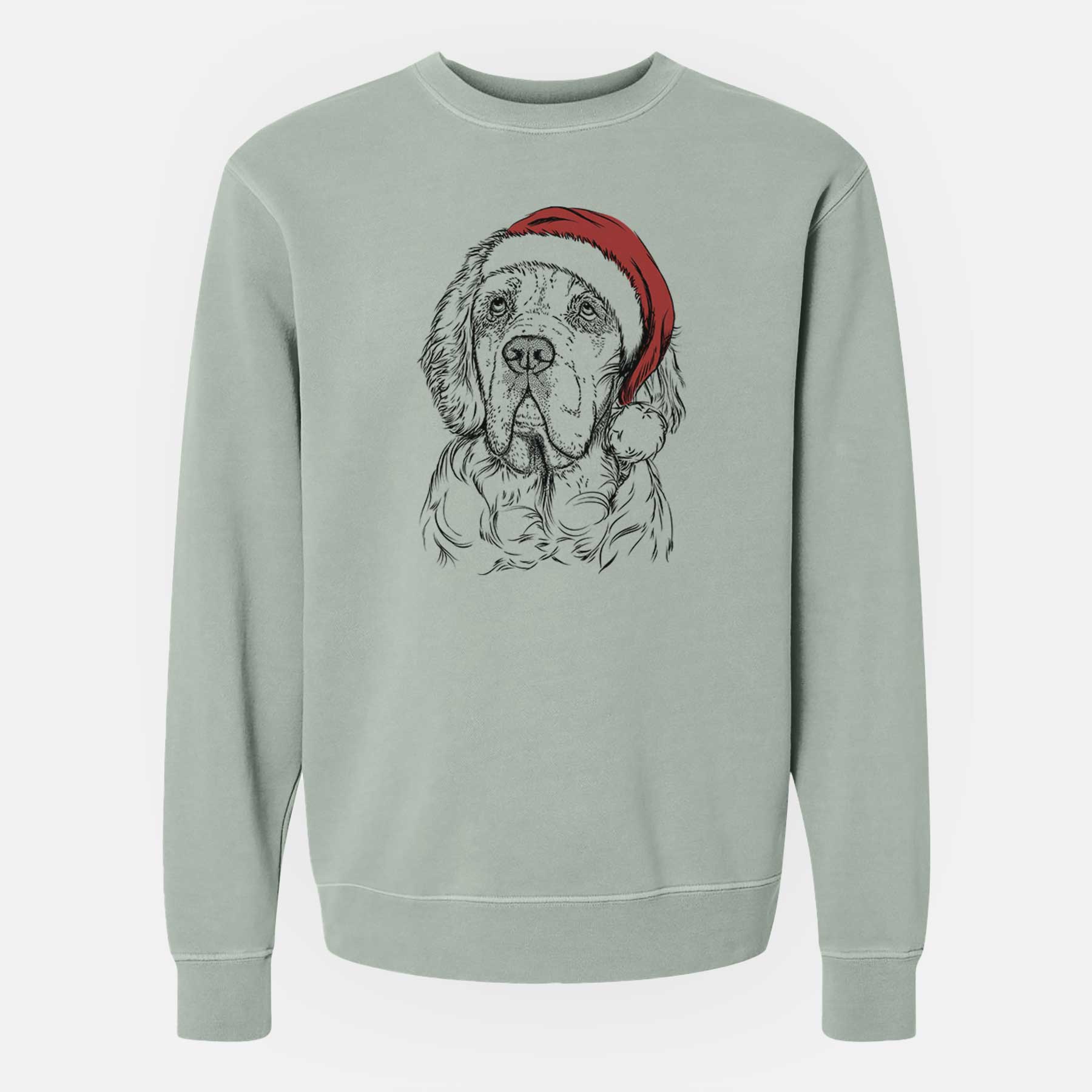 Santa Gary the Clumber Spaniel - Unisex Pigment Dyed Crew Sweatshirt