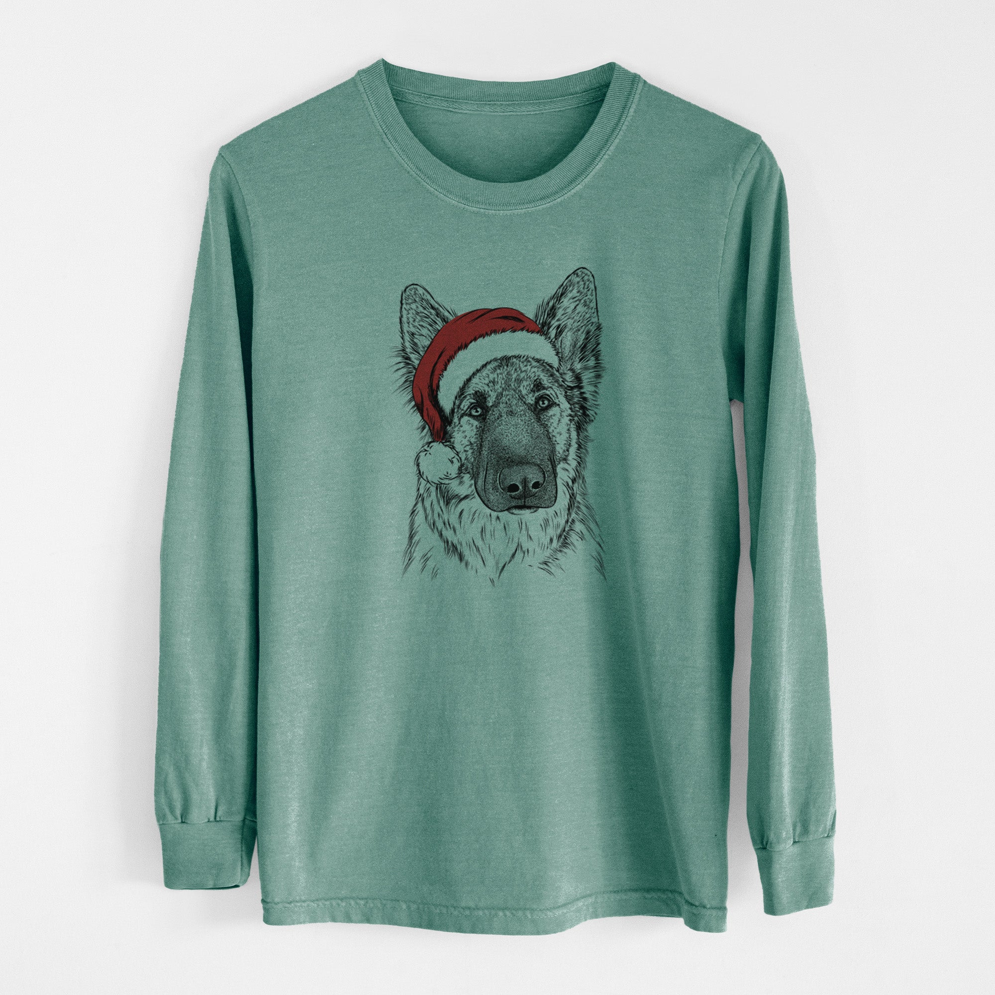 Santa Geddy the Shiloh Shepherd - Men's Heavyweight 100% Cotton Long Sleeve