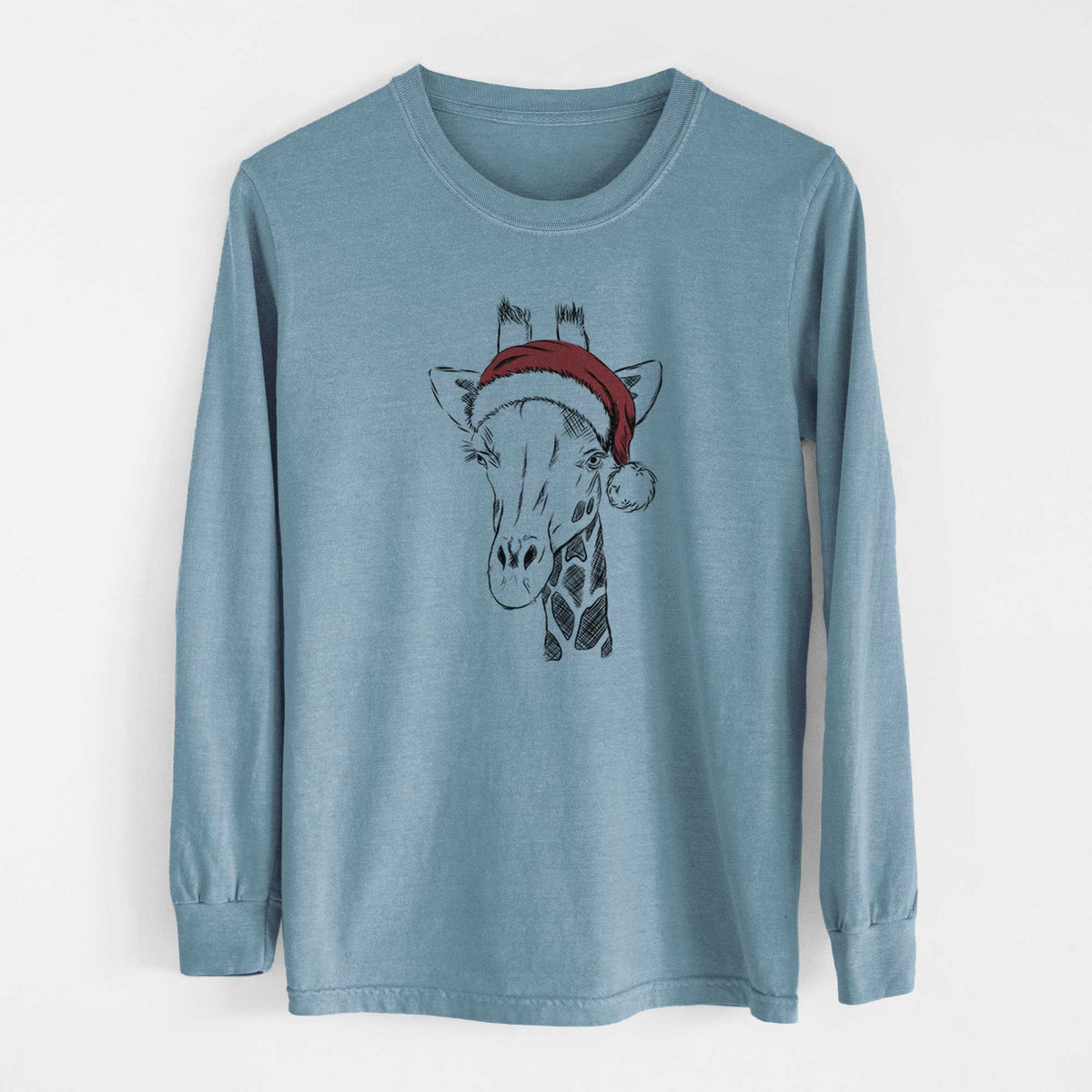 Santa Geoffrey the Giraffe - Men's Heavyweight 100% Cotton Long Sleeve