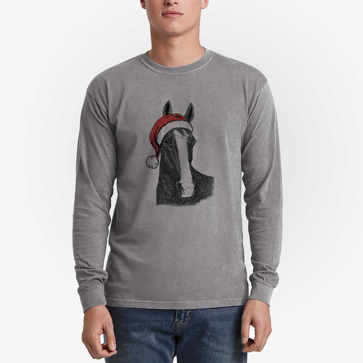 Santa Gibson the Tennessee Walking Horse - Men's Heavyweight 100% Cotton Long Sleeve