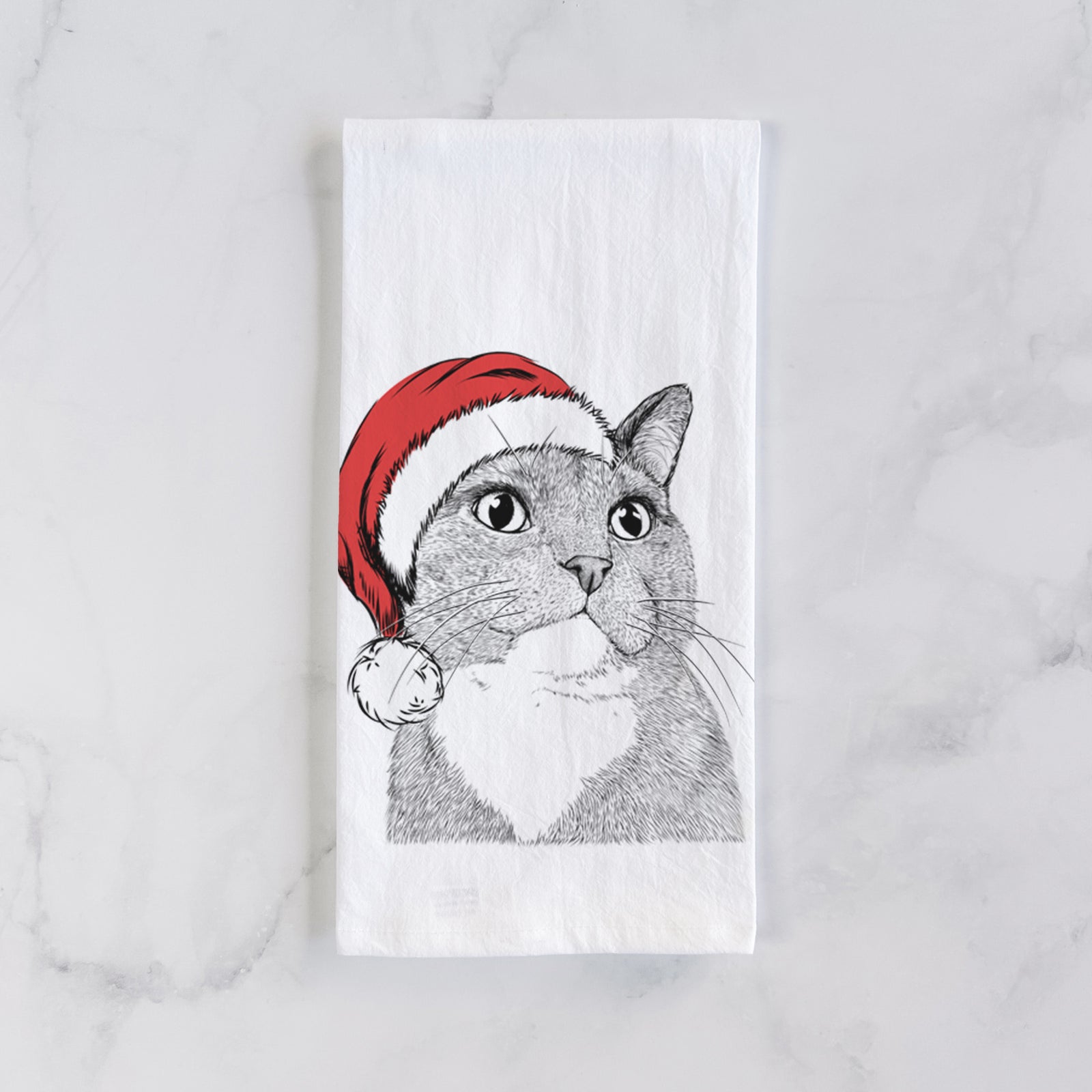 Gizmo the Grey Cat Tea Towel