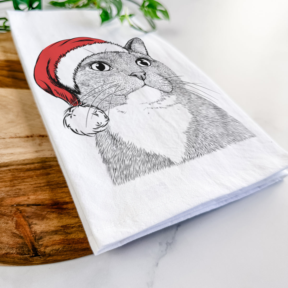 Gizmo the Grey Cat Tea Towel