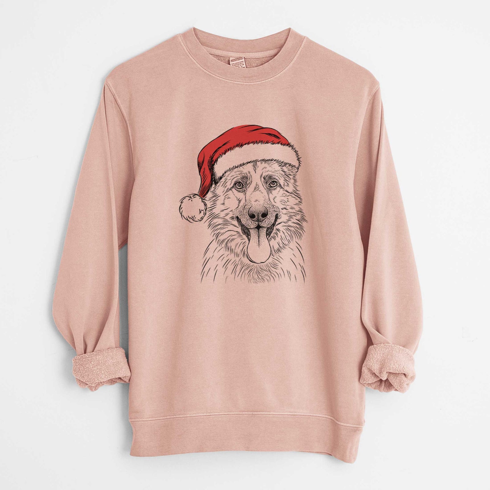 Santa Grace the German Shepherd - Unisex Pigment Dyed Crew Sweatshirt