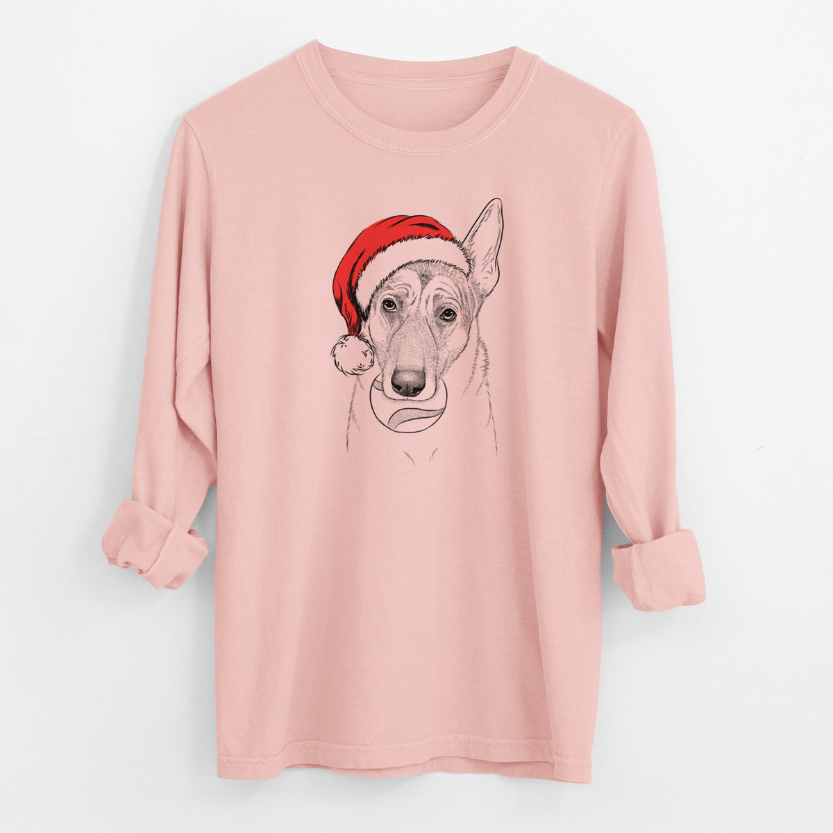 Santa Greta the German Shepherd - Men's Heavyweight 100% Cotton Long Sleeve