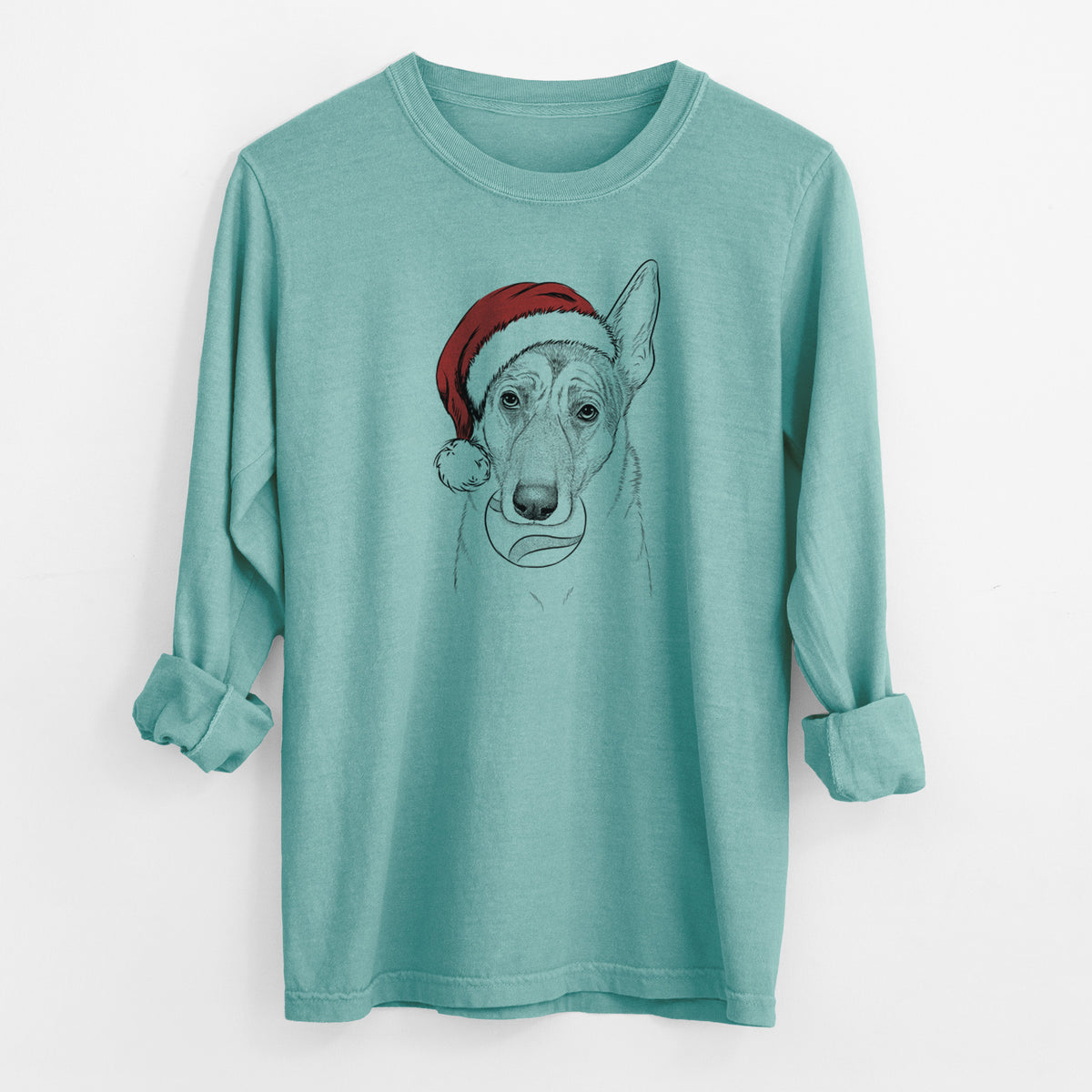 Santa Greta the German Shepherd - Men's Heavyweight 100% Cotton Long Sleeve