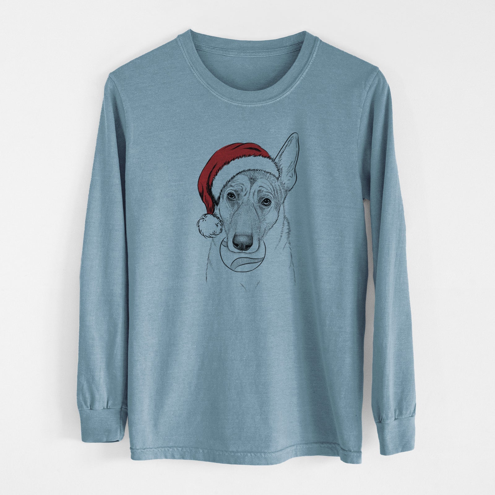 Santa Greta the German Shepherd - Men's Heavyweight 100% Cotton Long Sleeve