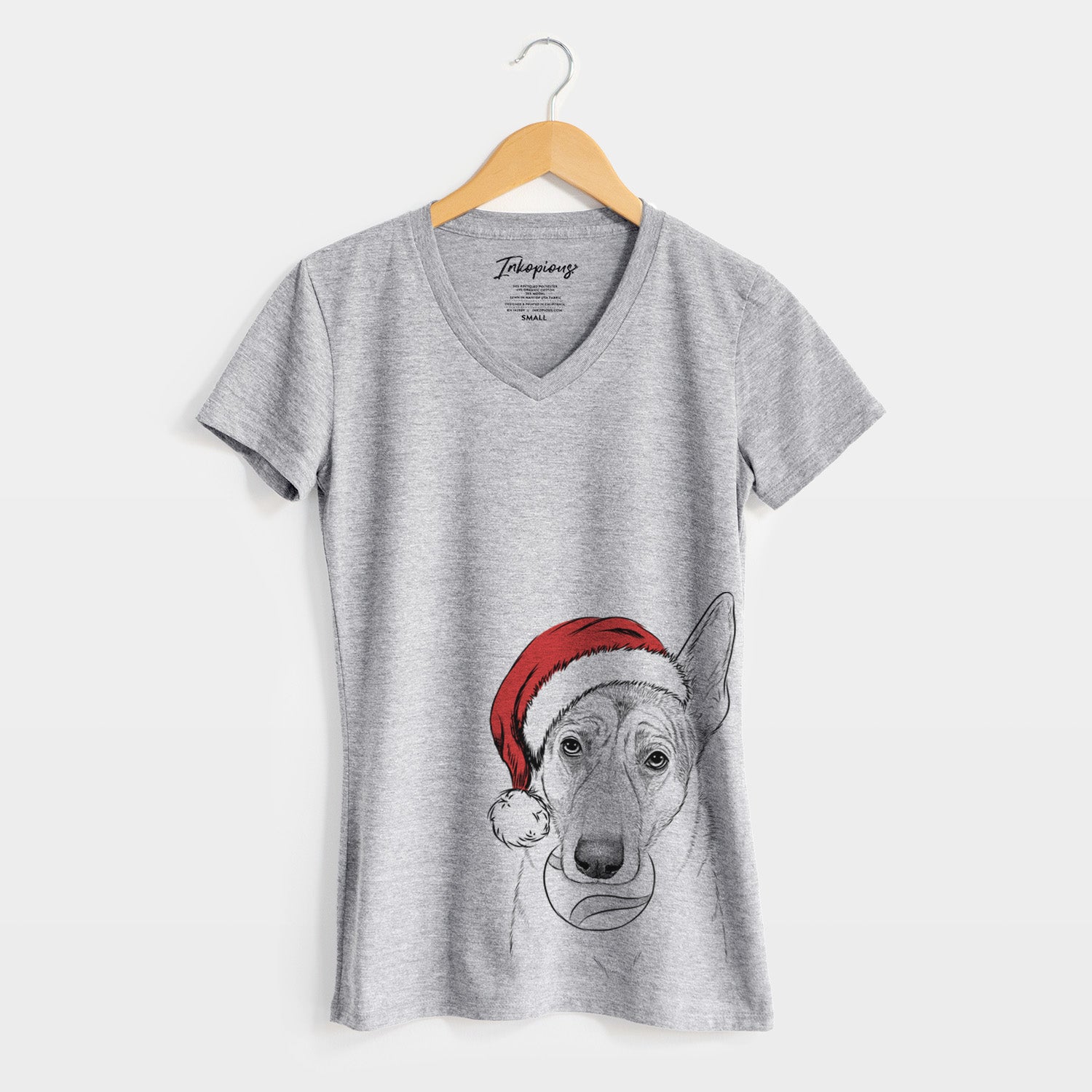 Santa Greta the German Shepherd - Women's Perfect V-neck Shirt